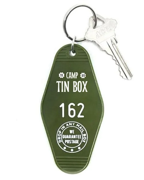 Custom designed room key for a campsite in  upstate NY