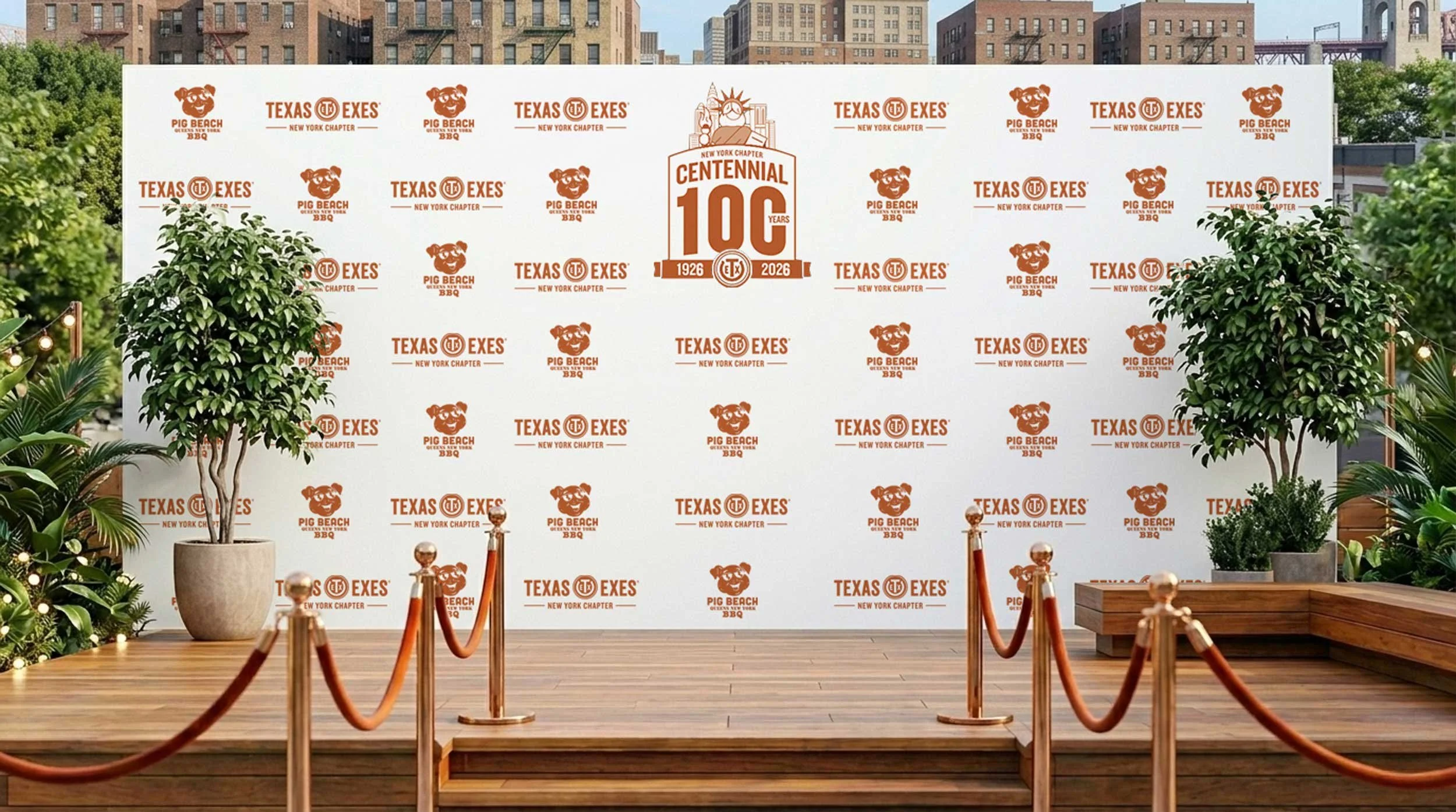 Custom step and repeat wall for a cobranded event.