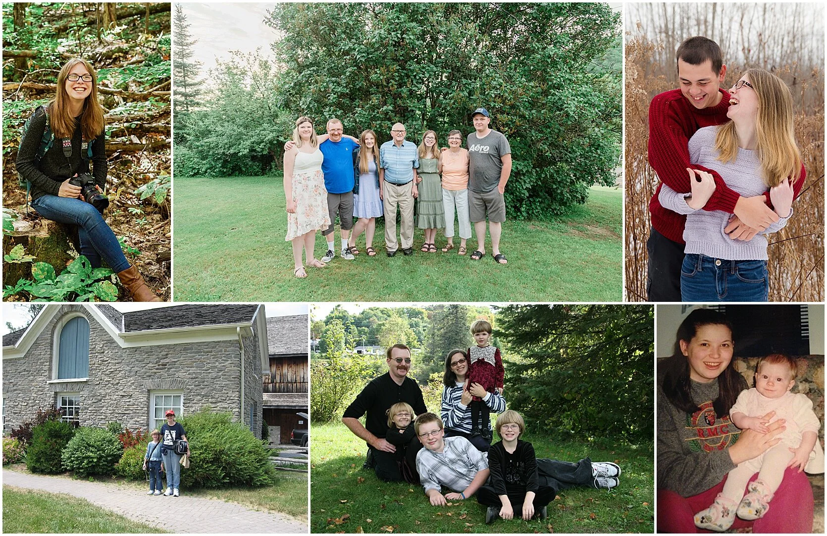 These are some photos with the most important people in my life (and one more image of me that I liked). The top row middle is my immediate family and my grandparents. The photo on the top right is my boyfriend Ben &amp; I (photo by Jordyn Gould Pho…