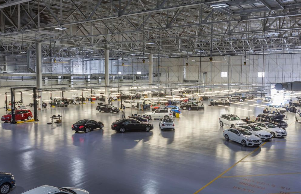 Warehouse of cars