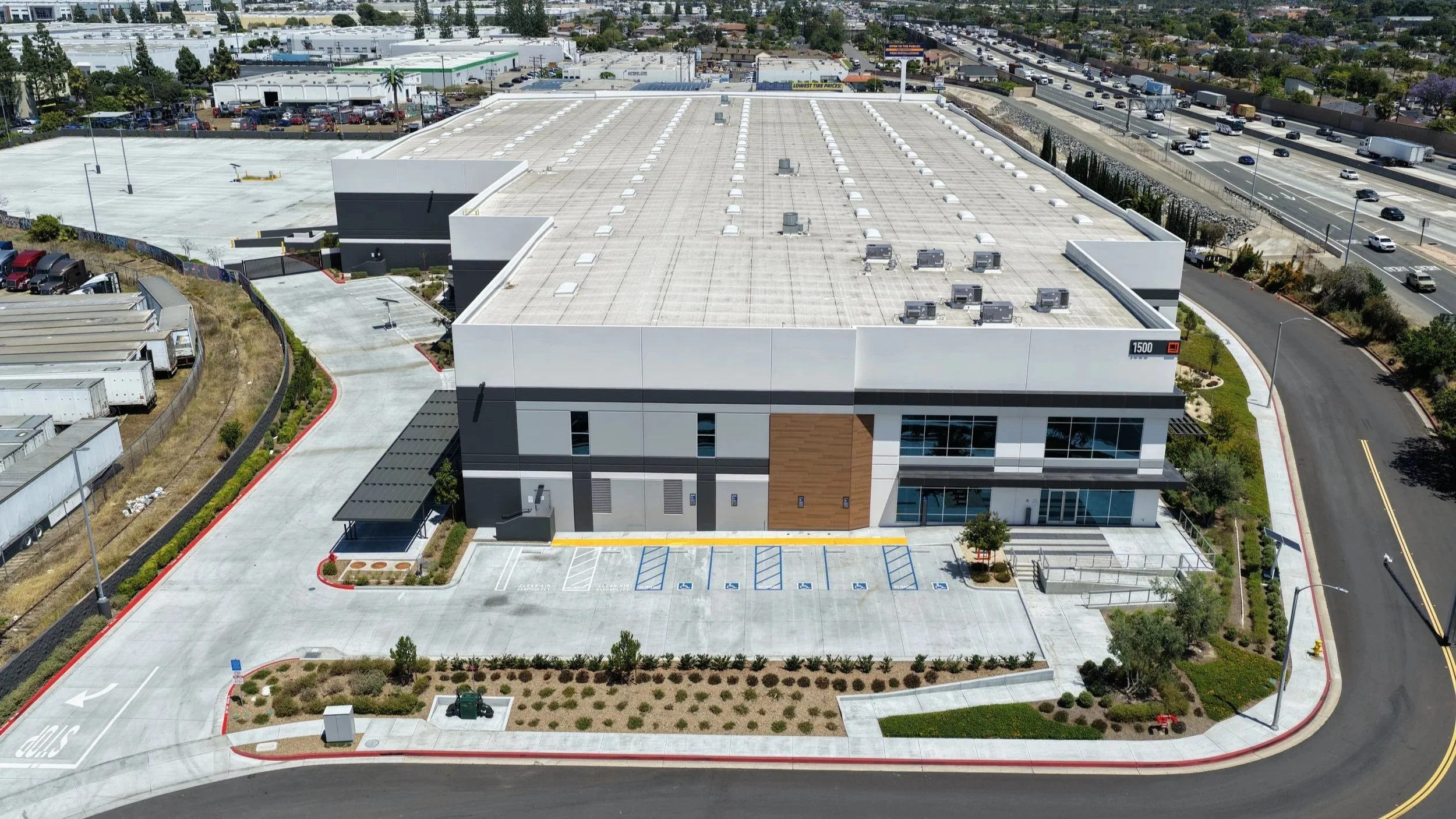 aerial shot of distribution center