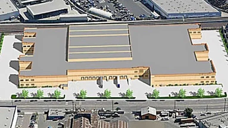 aerial shot of warehouse