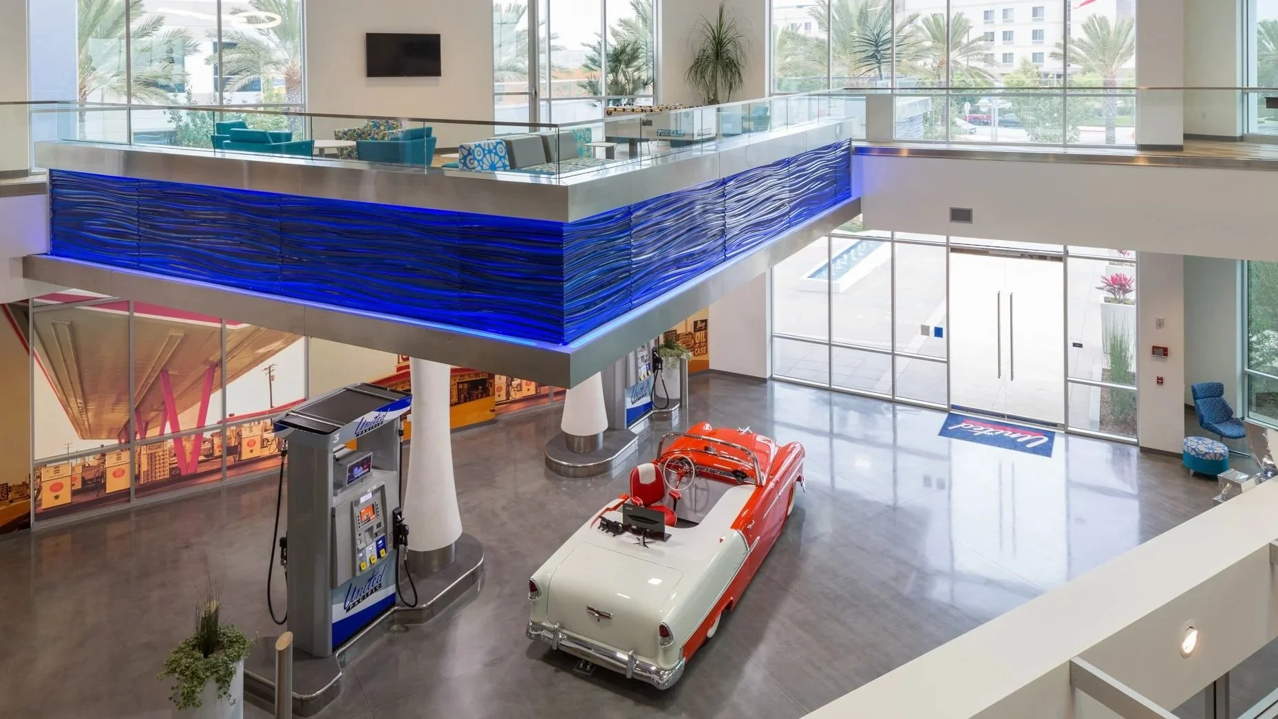 looking down on the lobby