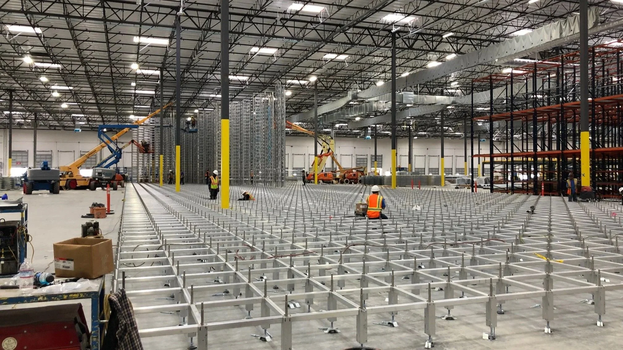 electrical construction in a warehouse