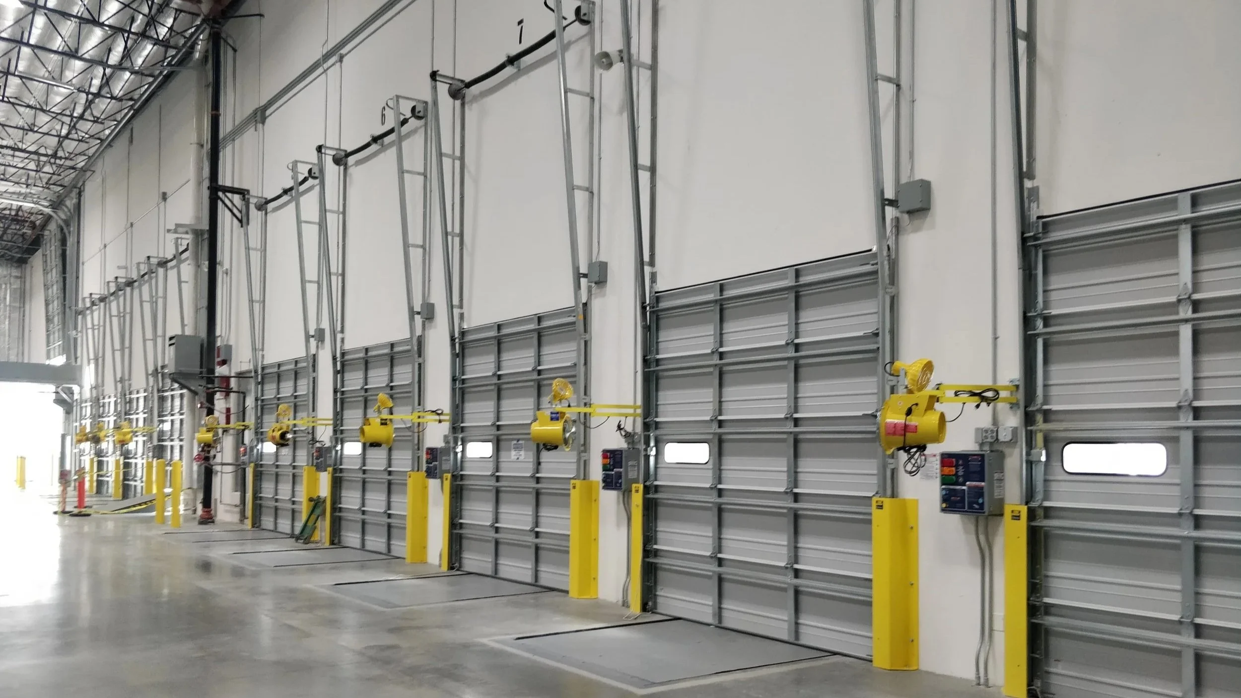 warehouse with garage doors