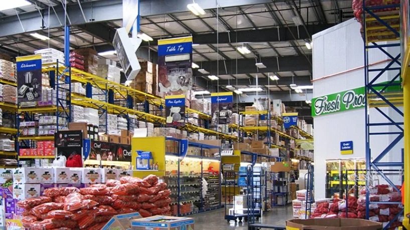 stocked warehouse shelves