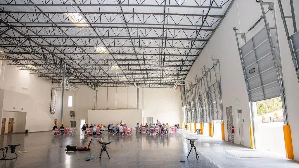 interior shot of completed warehouse with garage doors
