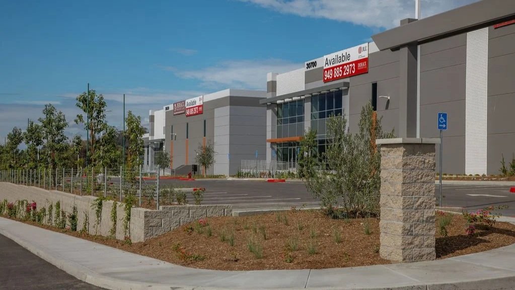 facade of a commercial and industrial development 