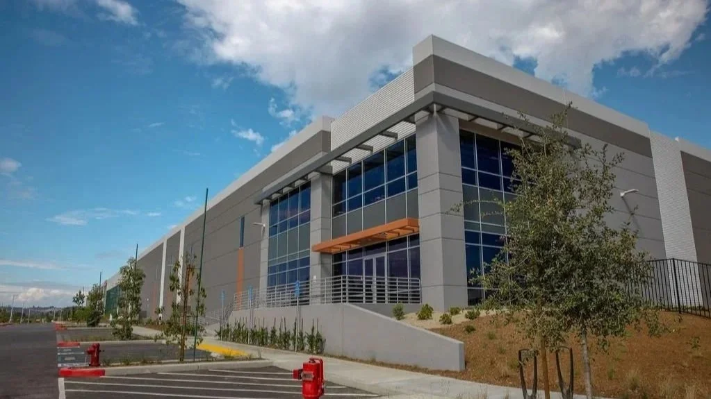 the facade of a commercial and industrial development