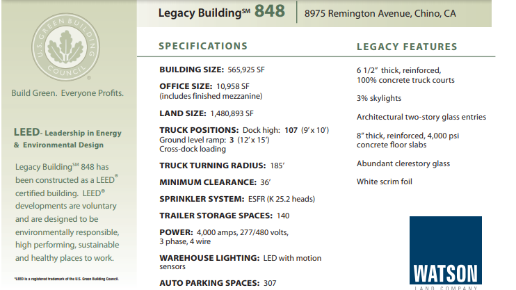 project spec sheet