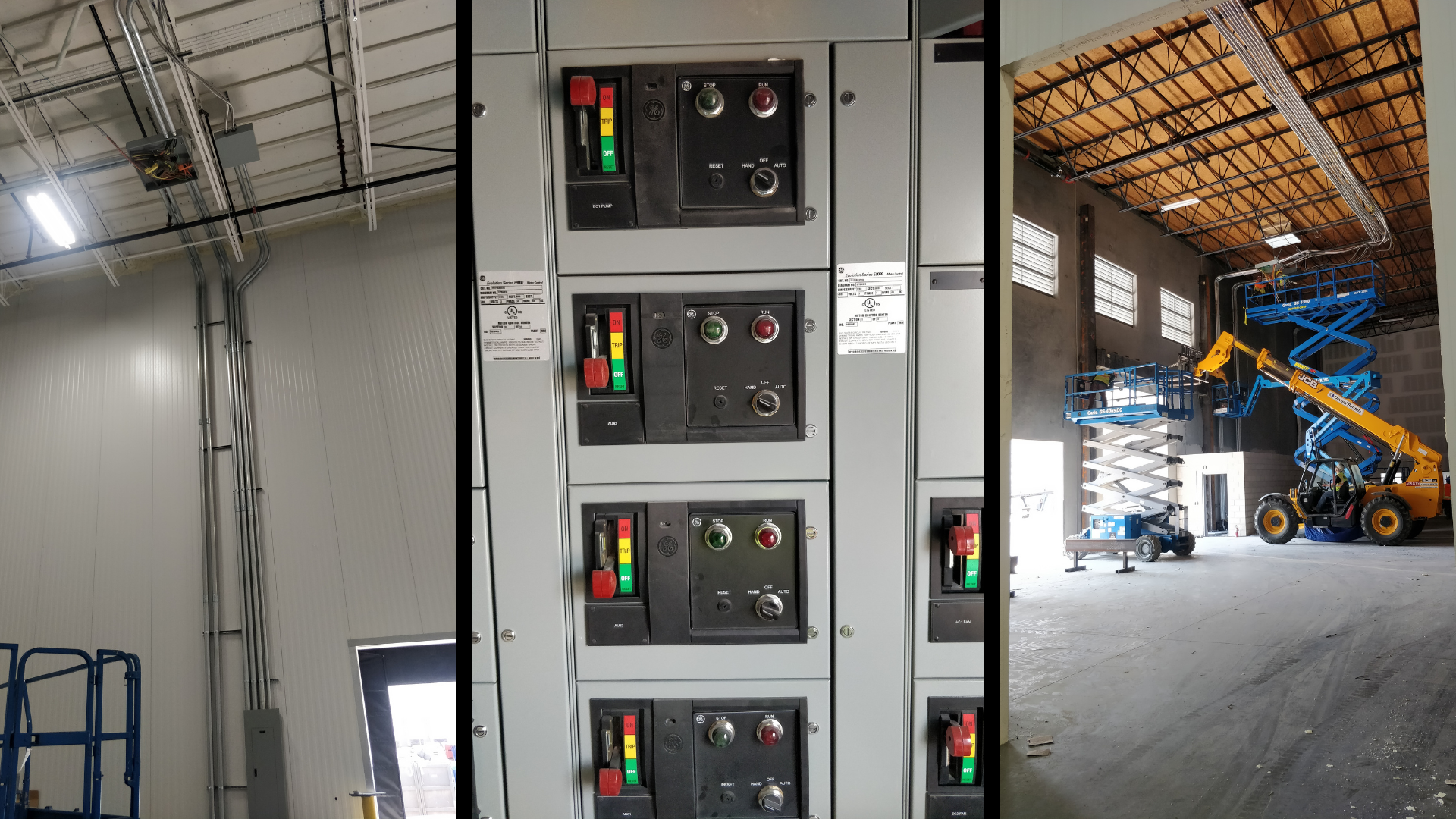3 images of completed electrical work