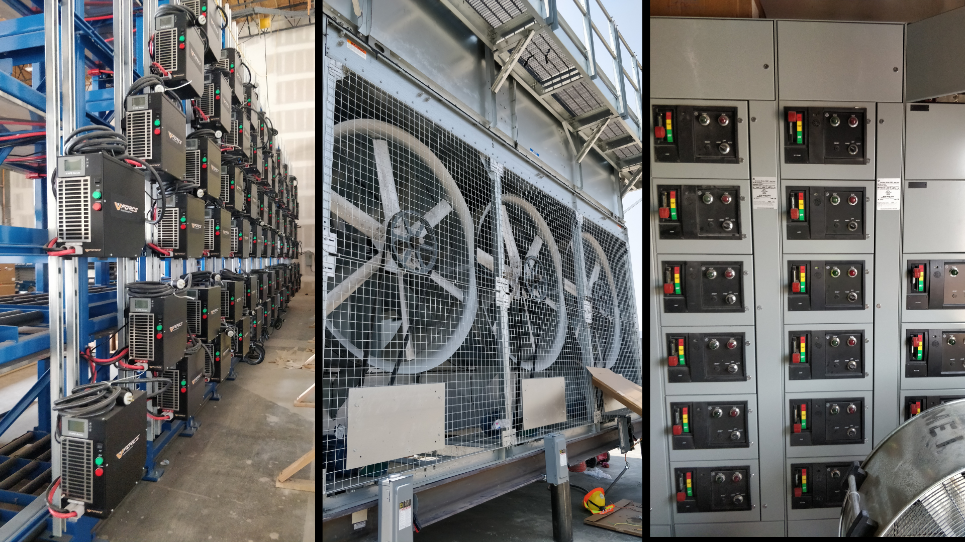 3 images of completed electrical work