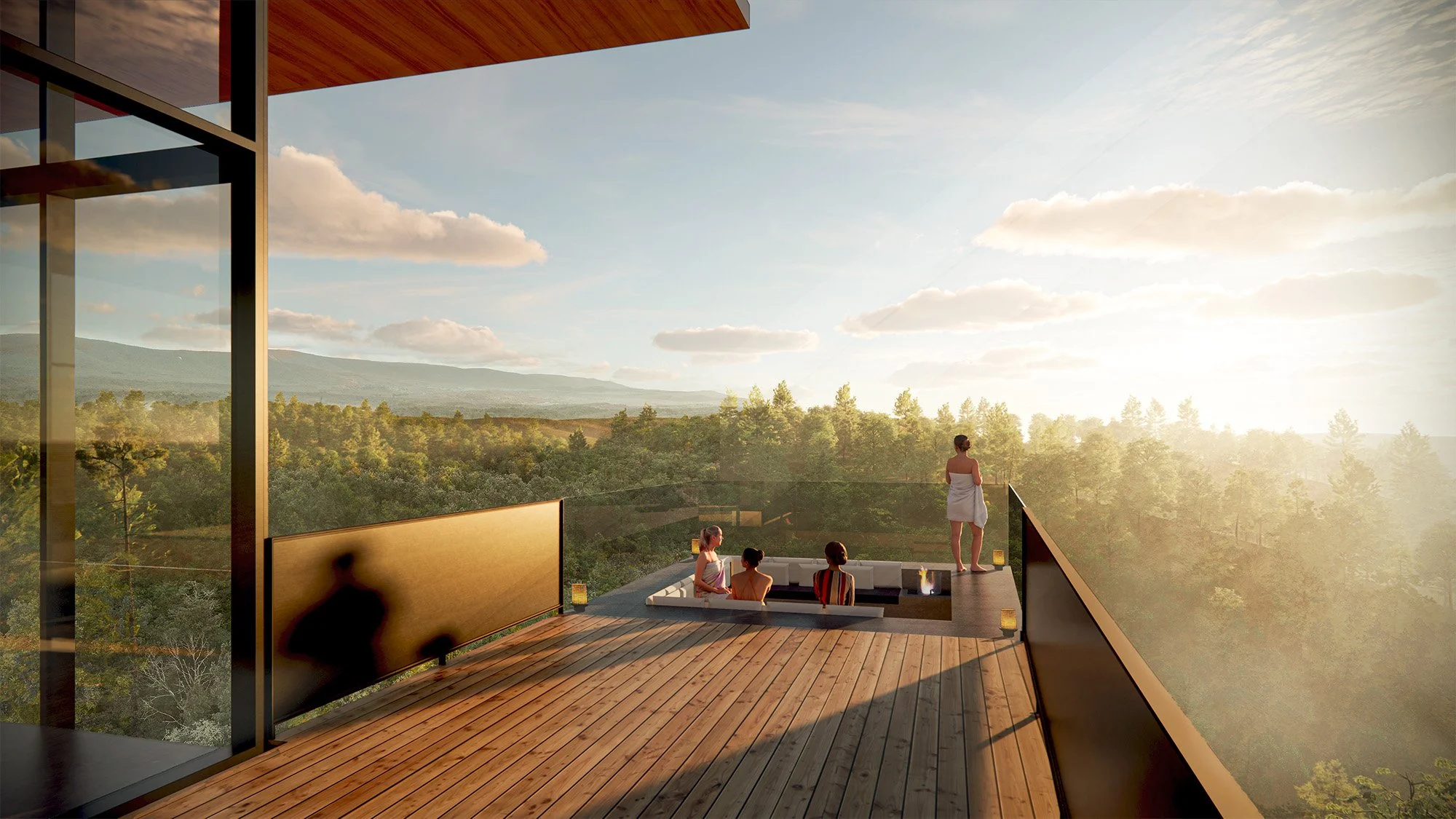 Shenandoah Nature Resort in Star Tannery, Virginia, a luxury wellness retreat designed by Olson Kundig, Marlon Blackwell Architects, Clodagh Design, and Coen & Partners.
