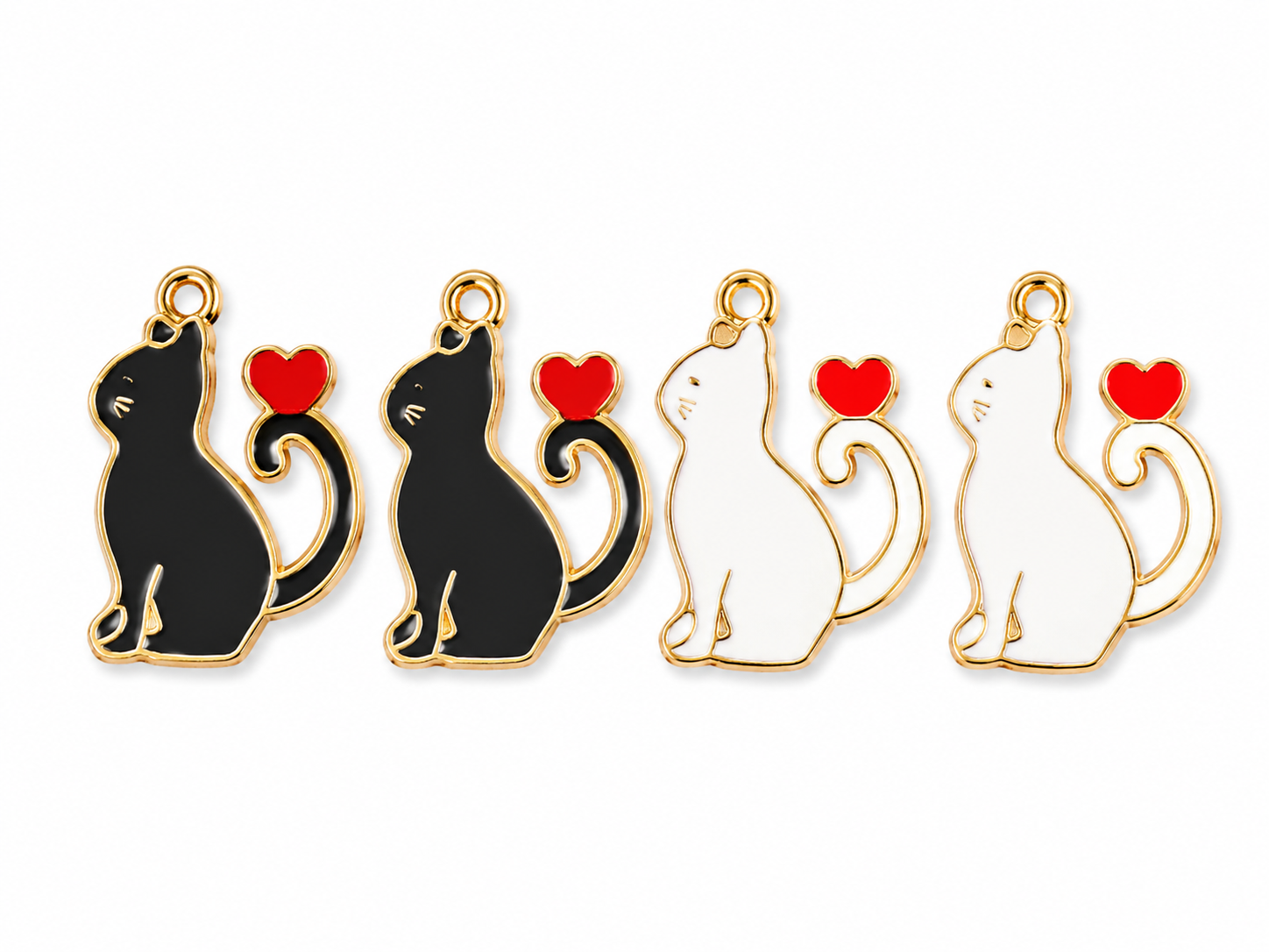 Charms-Gold/Cat Side with heart