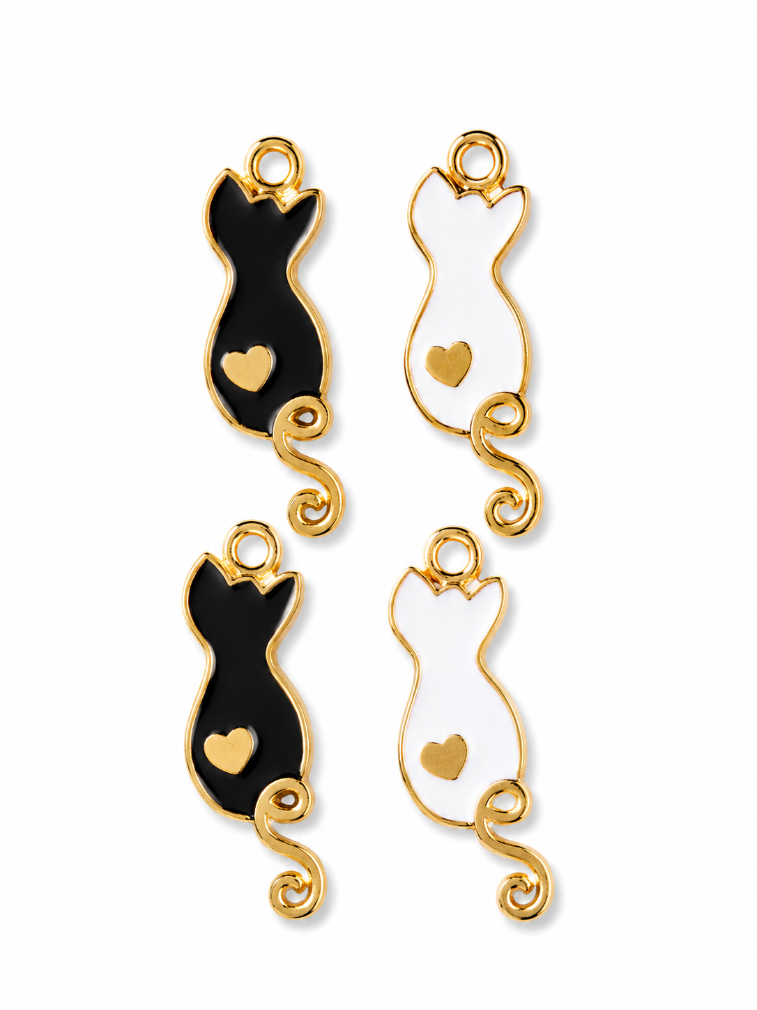 Charms-Gold/Cat back with heart