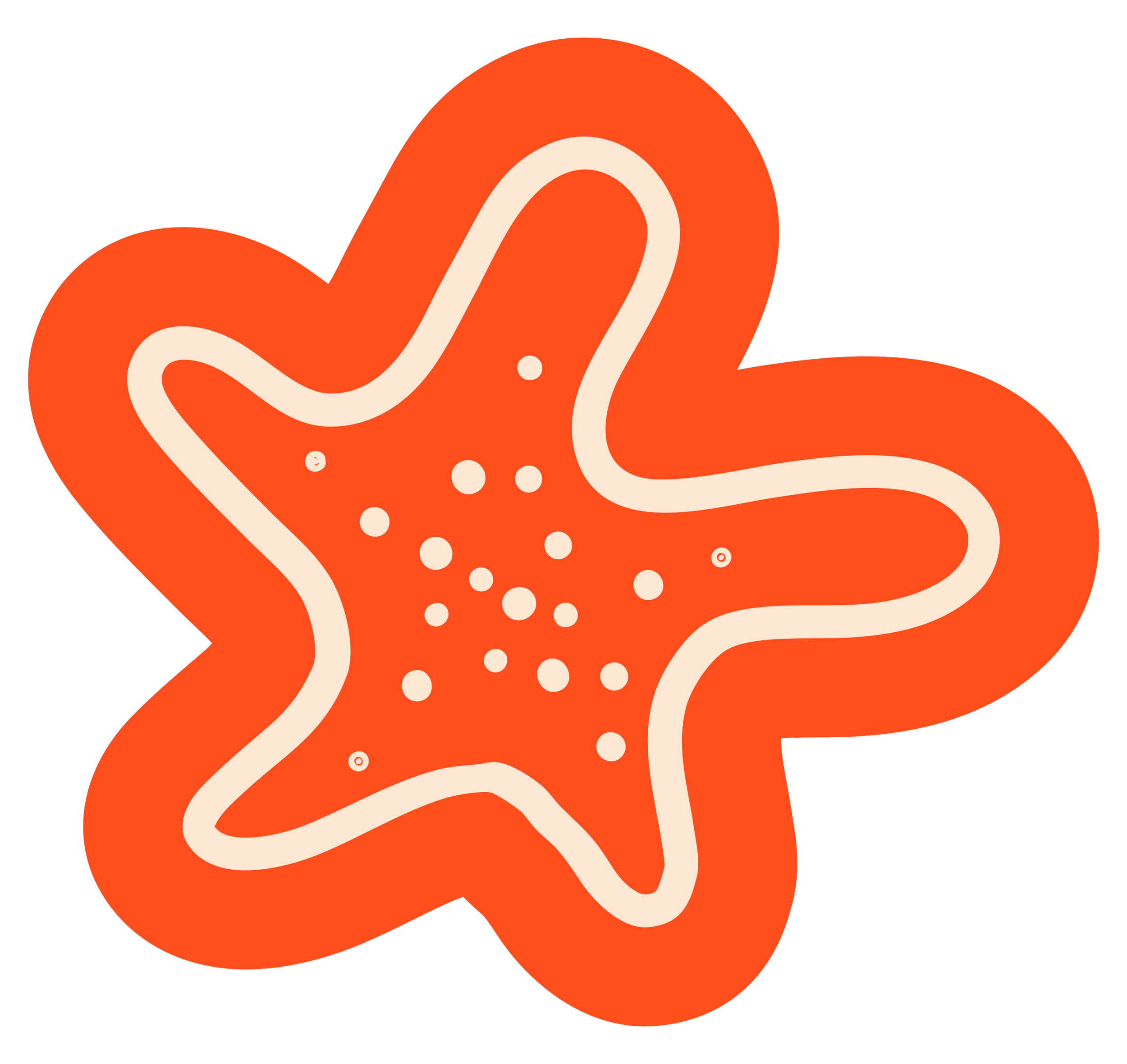 Illustration of a starfish for Hand It Down Kid's Resale Shop in Santa Cruz, CA (by illustrator, Dorey Kronick)