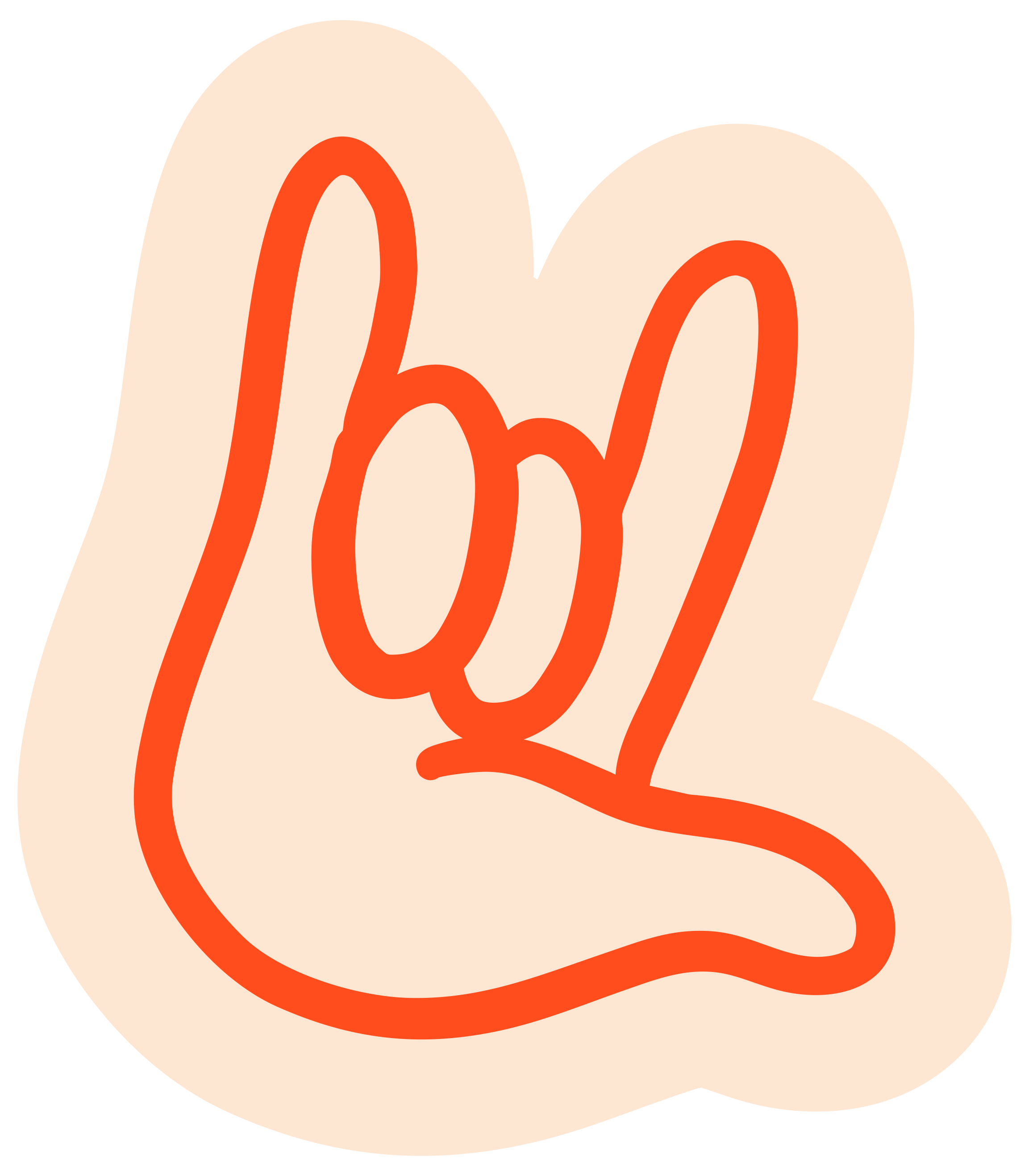 Illustration of a hand making the symbol for love for Hand It Down Kid's Resale Shop in Santa Cruz, CA (by brand designer, Dorey Kronick)