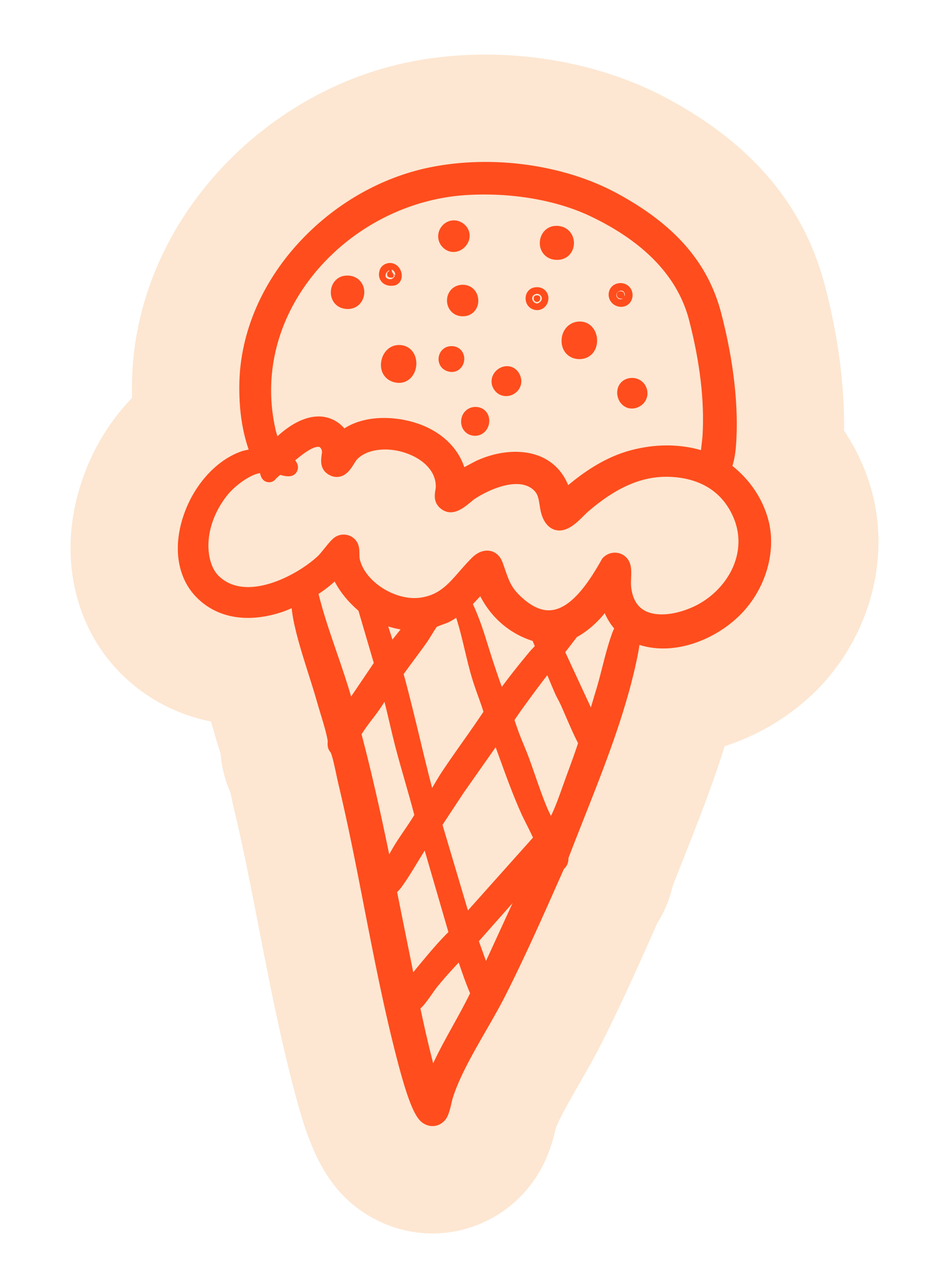 Illustration of an ice cream cone for Hand It Down Kid's Resale Shop in Santa Cruz, CA (by brand illustrator, Dorey Kronick)
