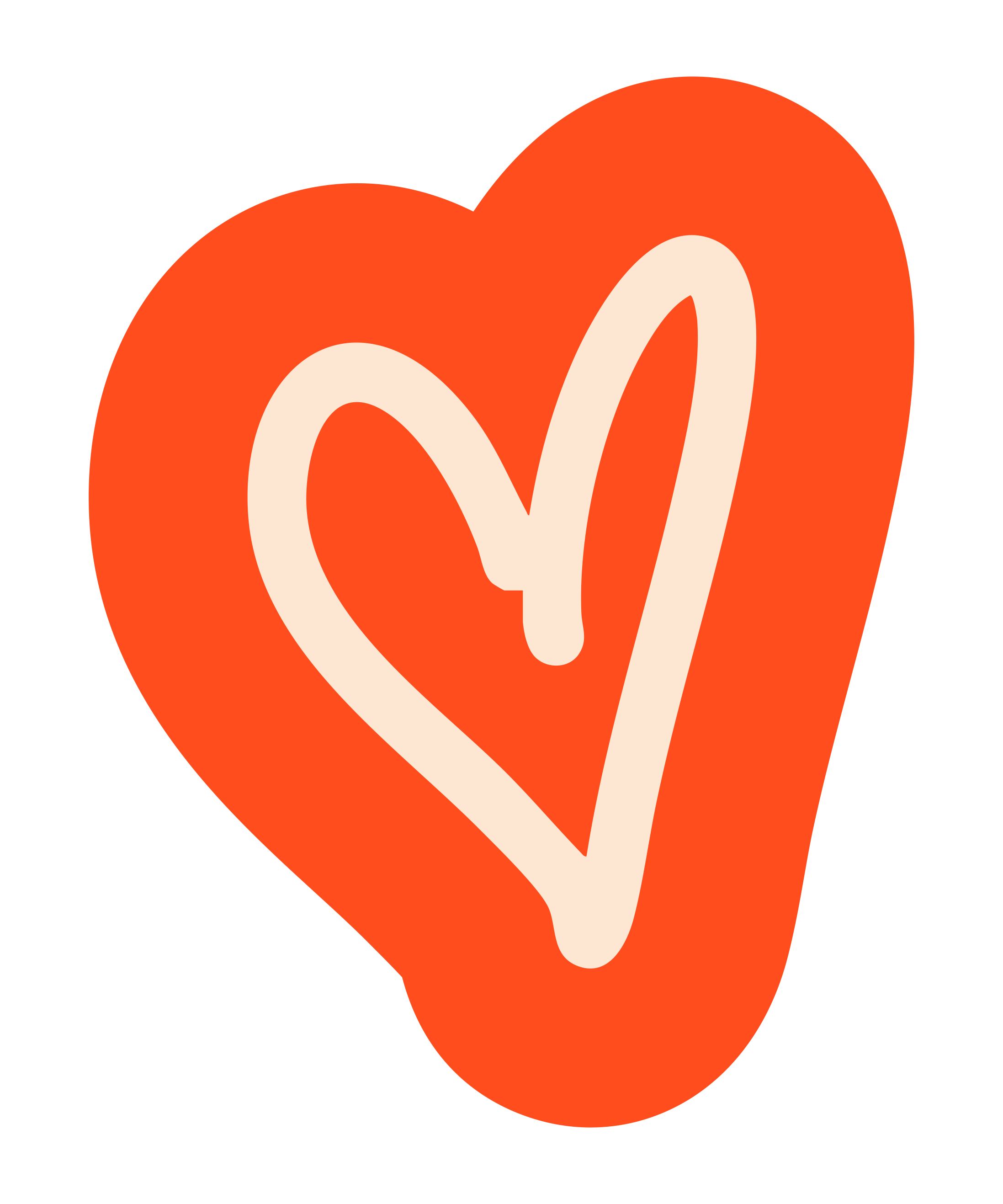 Modern graphic art depicting a heart-shaped design with an orange background and a cream-colored outline of a heart inside.