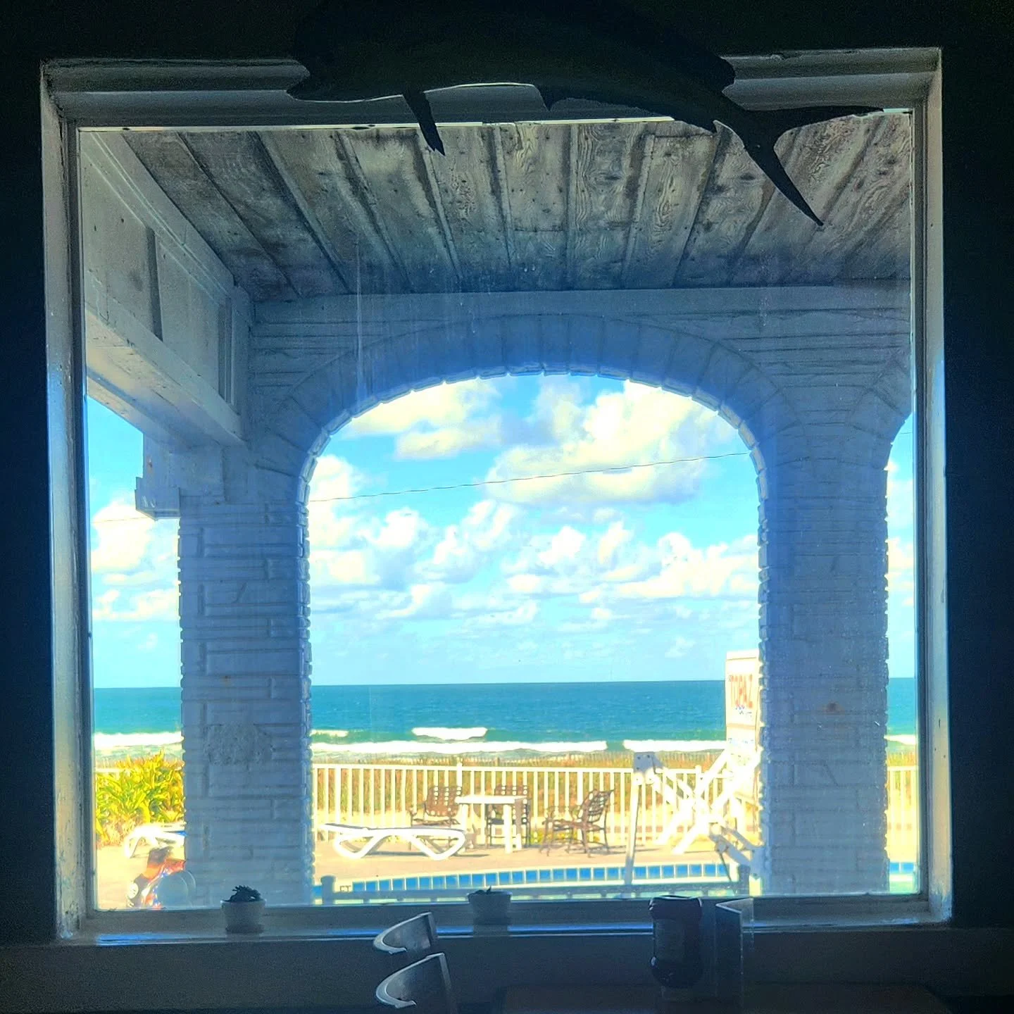 This isn't a painting. This is the view from the table! Delicious food, fresh sword fish perfectly cooked 👌 great work @flagler_fish_company 

#fish #beach #seafood #ocean #foodie