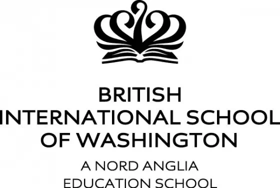Logo of British International School of Washington with a stylized crown.