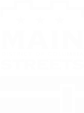 Graphic logo for Main Streets District of Columbia featuring stars and bold text.