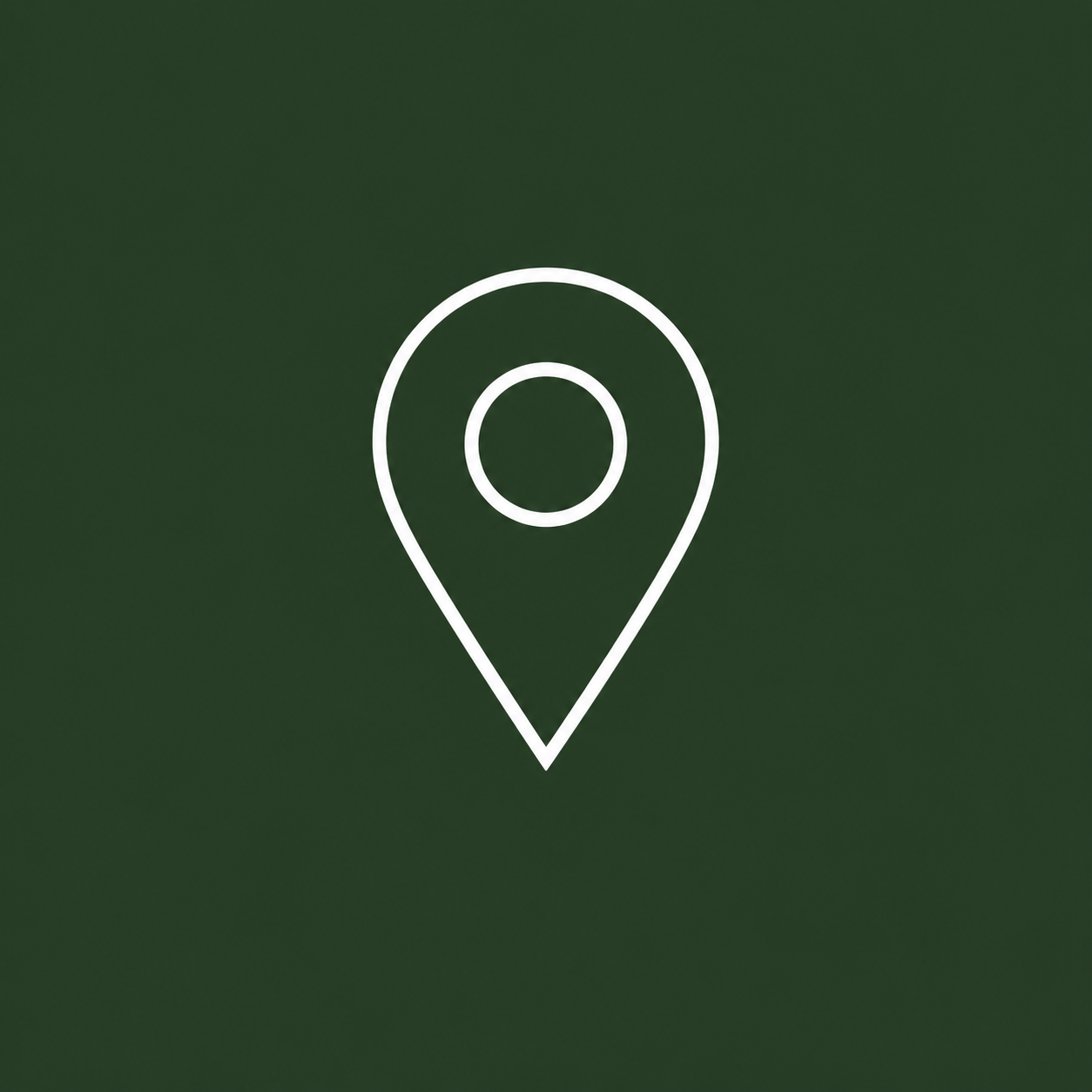 Map location pin icon on a dark green background.