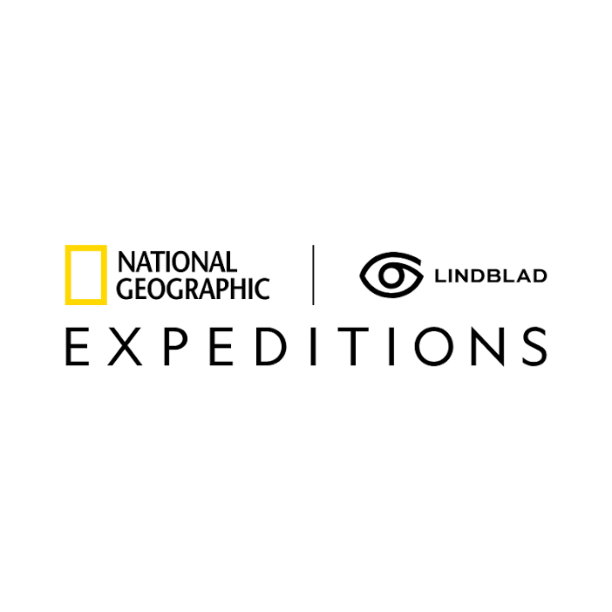 Logos of National Geographic, Lindblad, and Explorations on a white background.