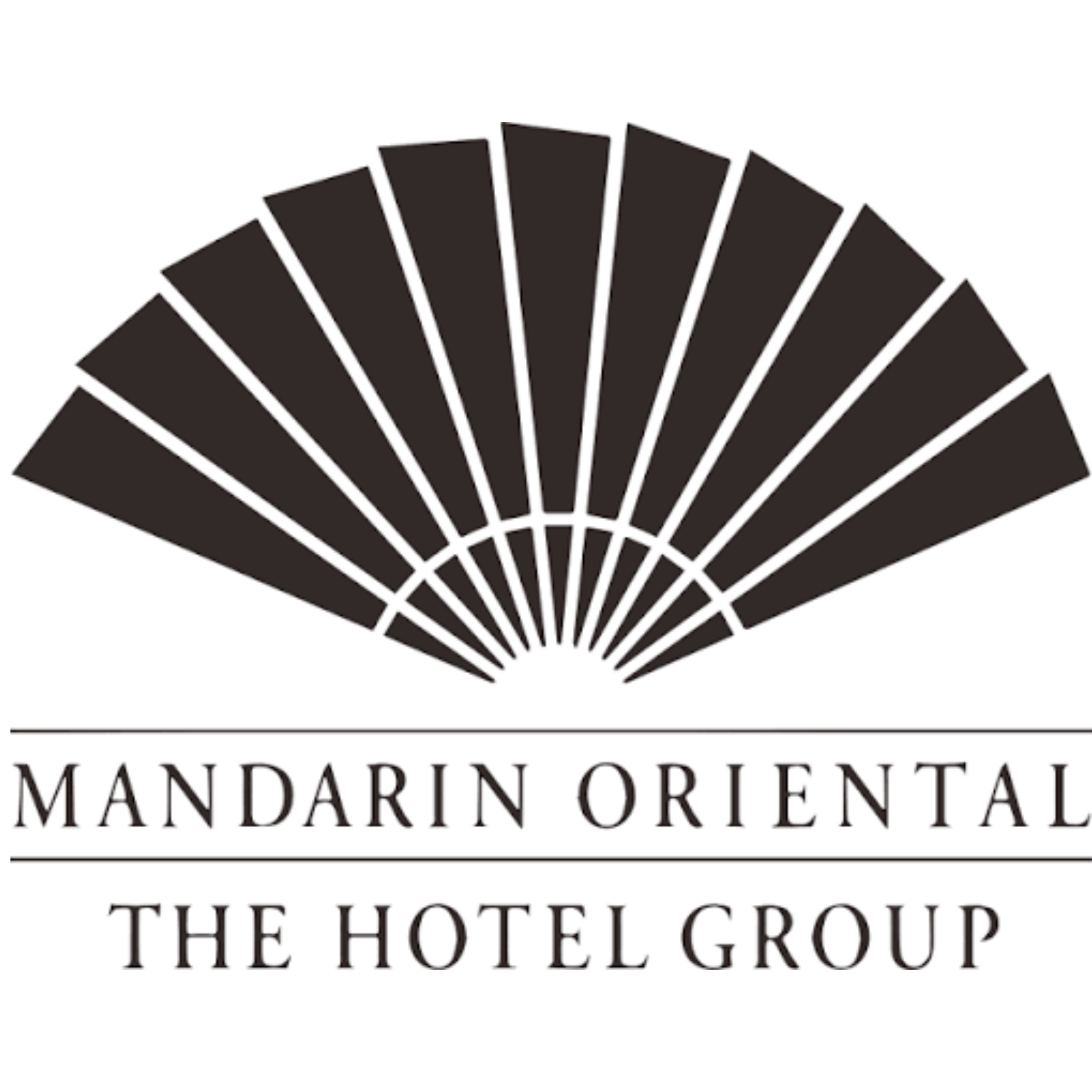 Logo of Mandarín Oriental hotel group featuring a stylized black fan with white accents.