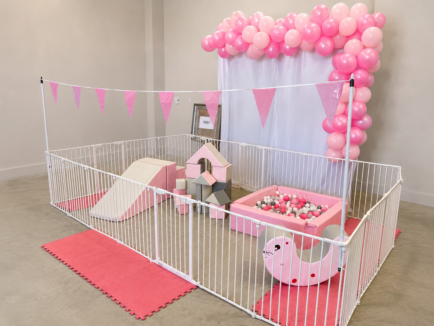 Event HQ pink soft play package for babies and toddlers in Palmerston North and Manawatu