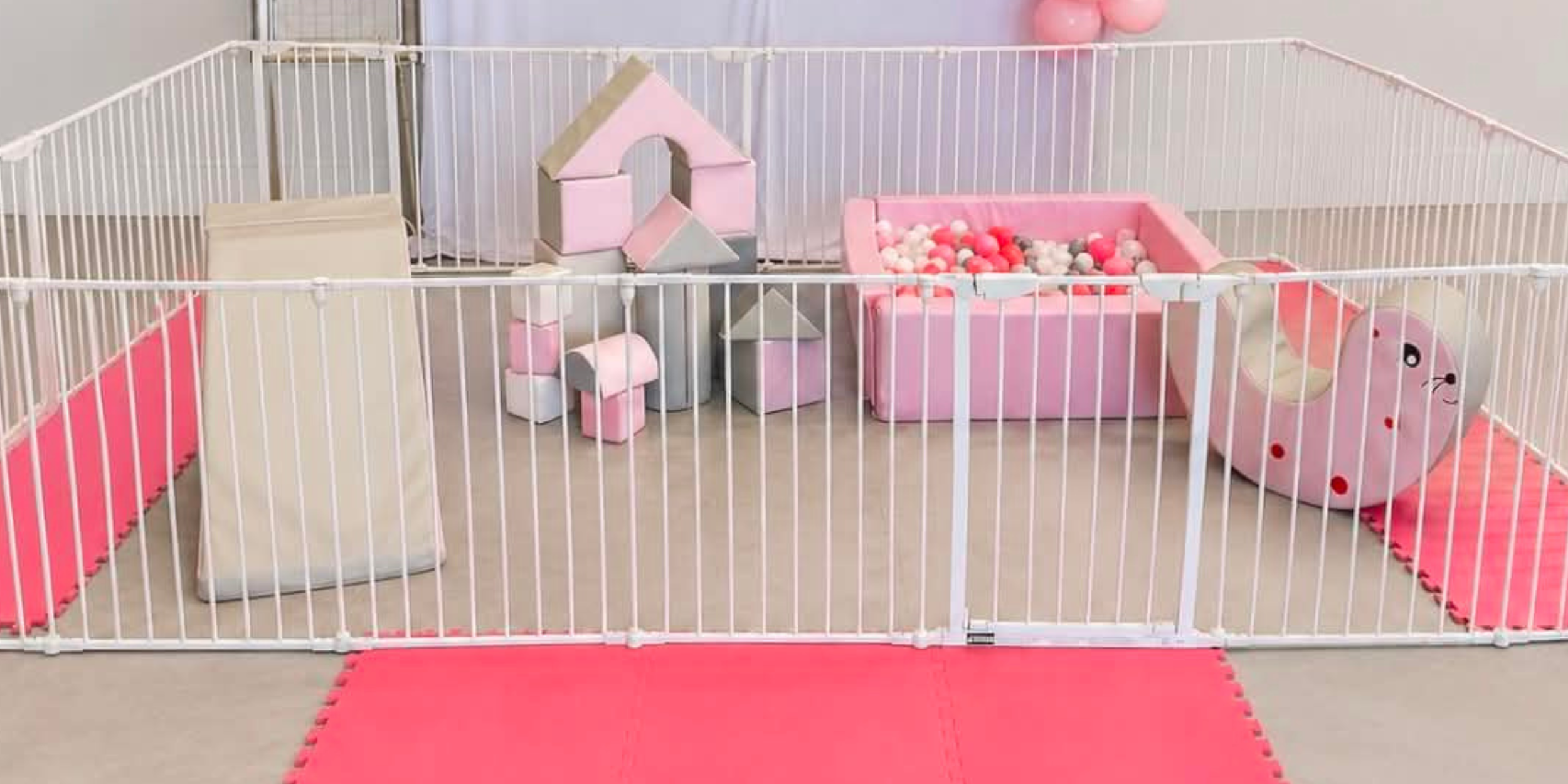 Luxury pink soft play hire setup by Event HQ for toddler birthday parties in Palmerston North and Manawatu