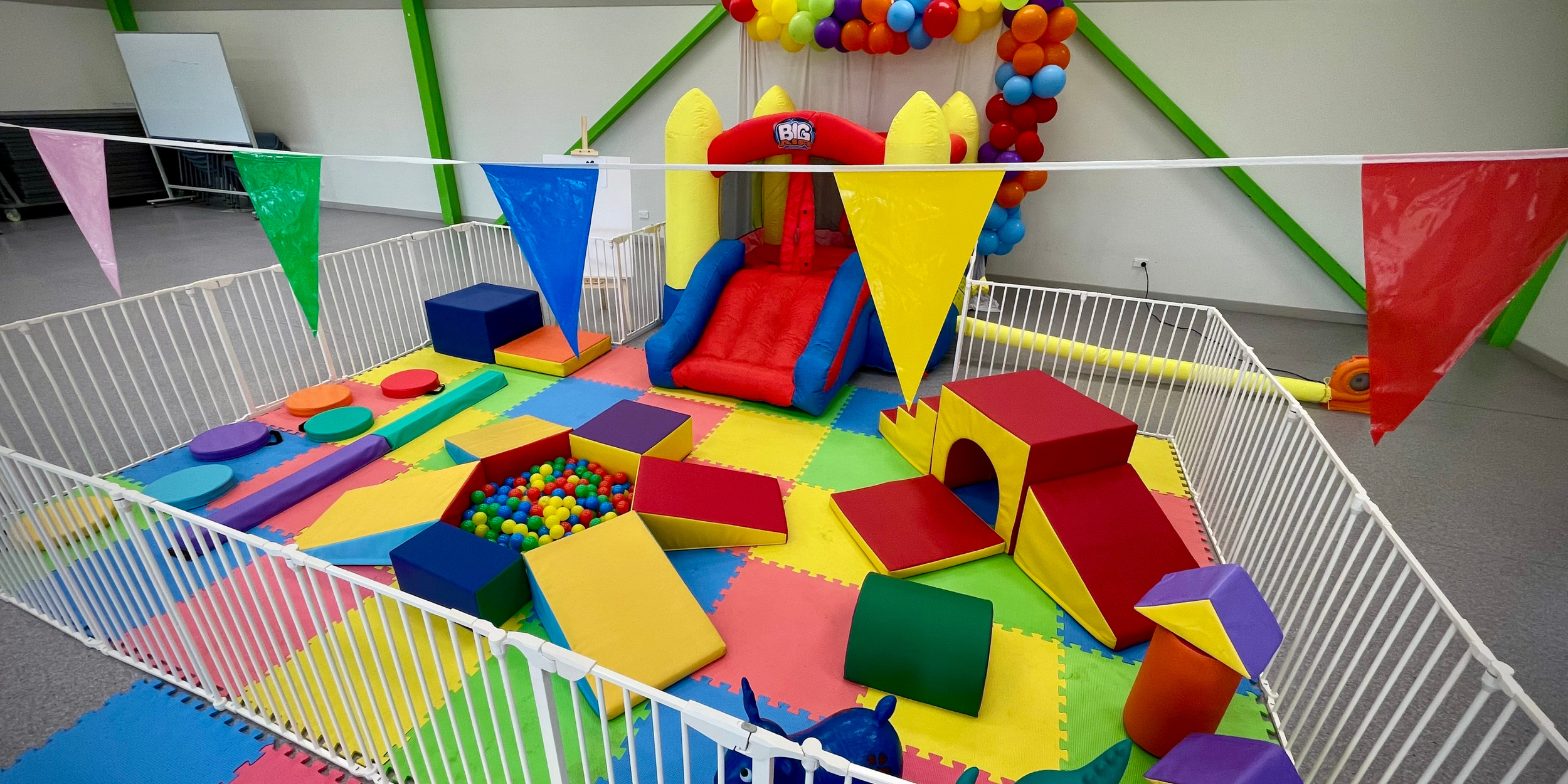 Ultimate bright colourful soft play party with bouncy castle in Palmerston North