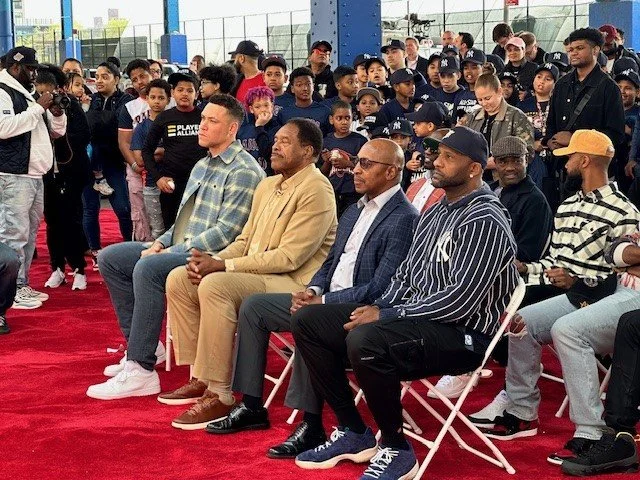 Aaron Judge, Dave Winfield, Willie Randolph, CC Sabathia at Unveiling Event