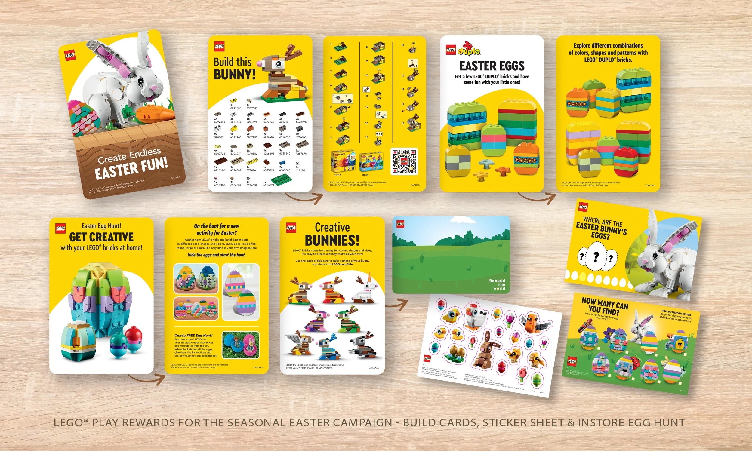 LEGO Play Rewards for the Seasonal Easter Campaign - Build Cards, Stickers Sheet & Instore Egg Hunt Activity