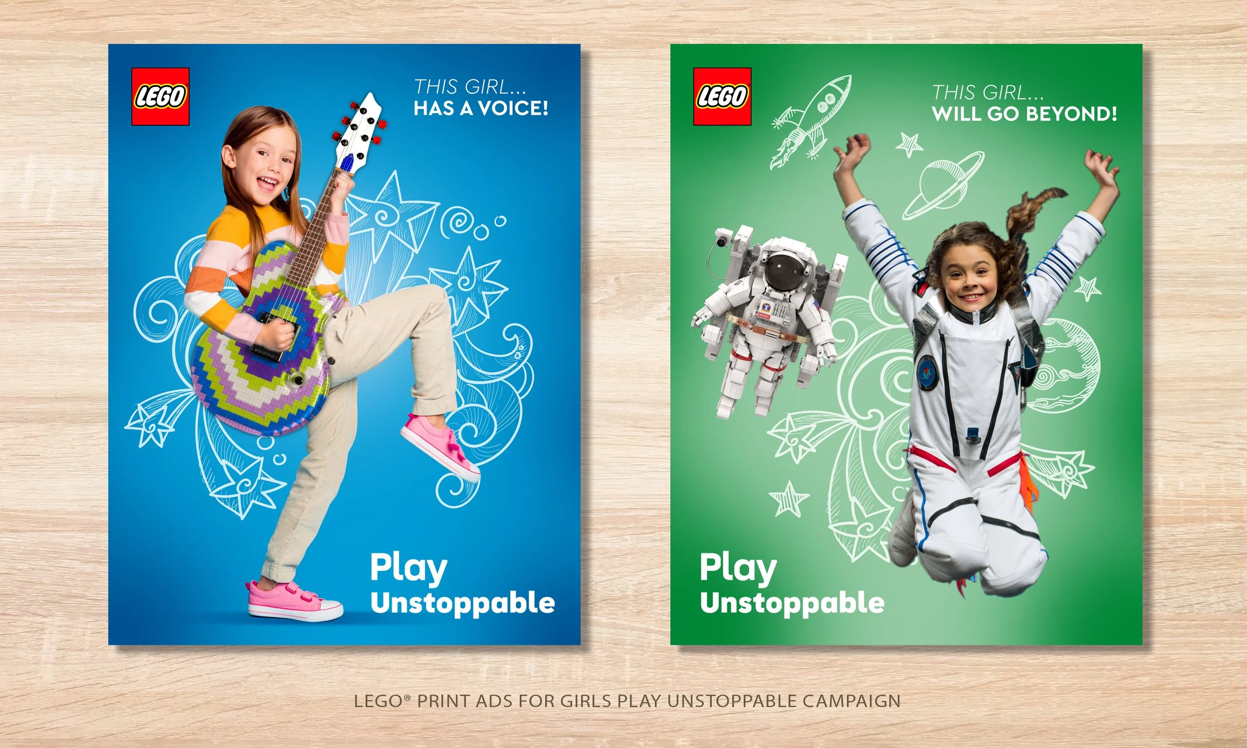 LEGO Print Ads for Girls Play Unstoppable Campaign
