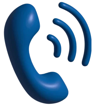 Blue telephone handset with wireless signal lines