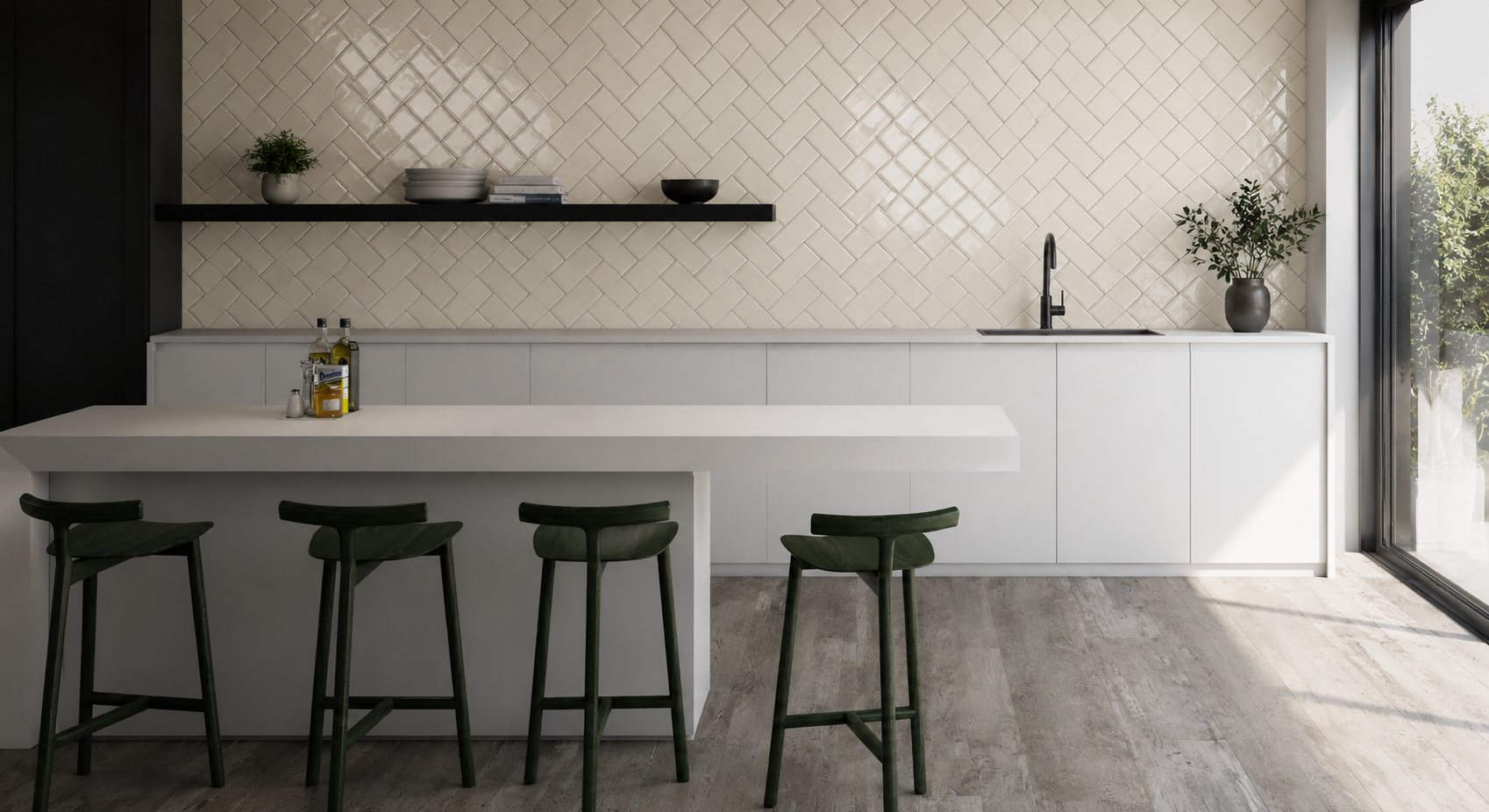 Contemporary kitchen splashback installation in Padstow
