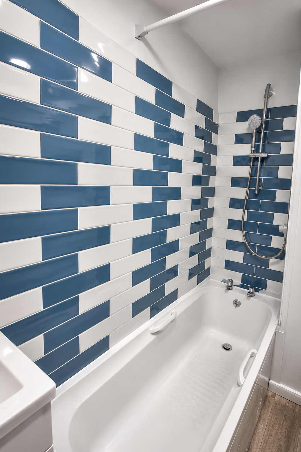 Clean modern bathroom tile installation in Padstow