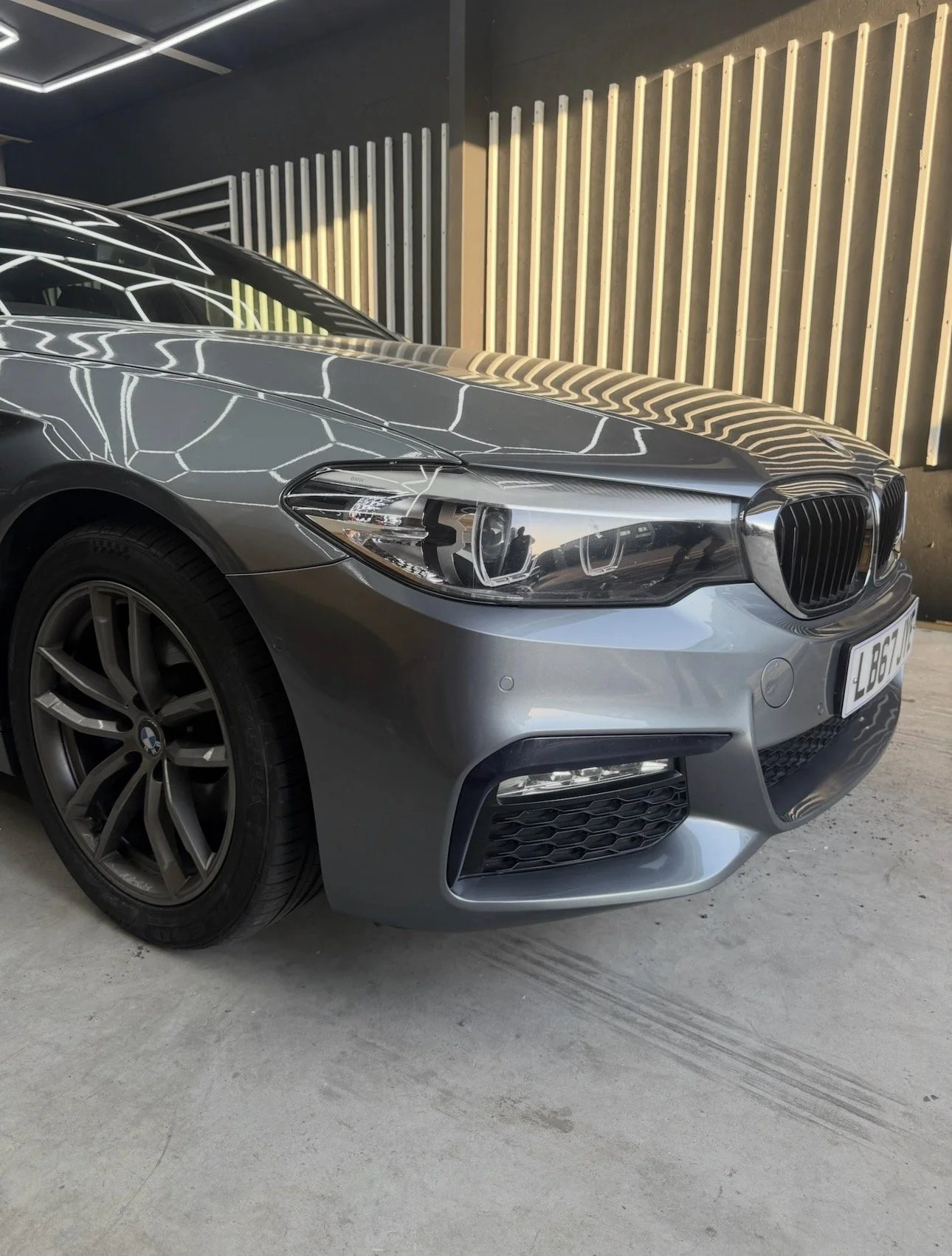 close up of a bumper scuff repair after being painted by bespoke smart repair in kent