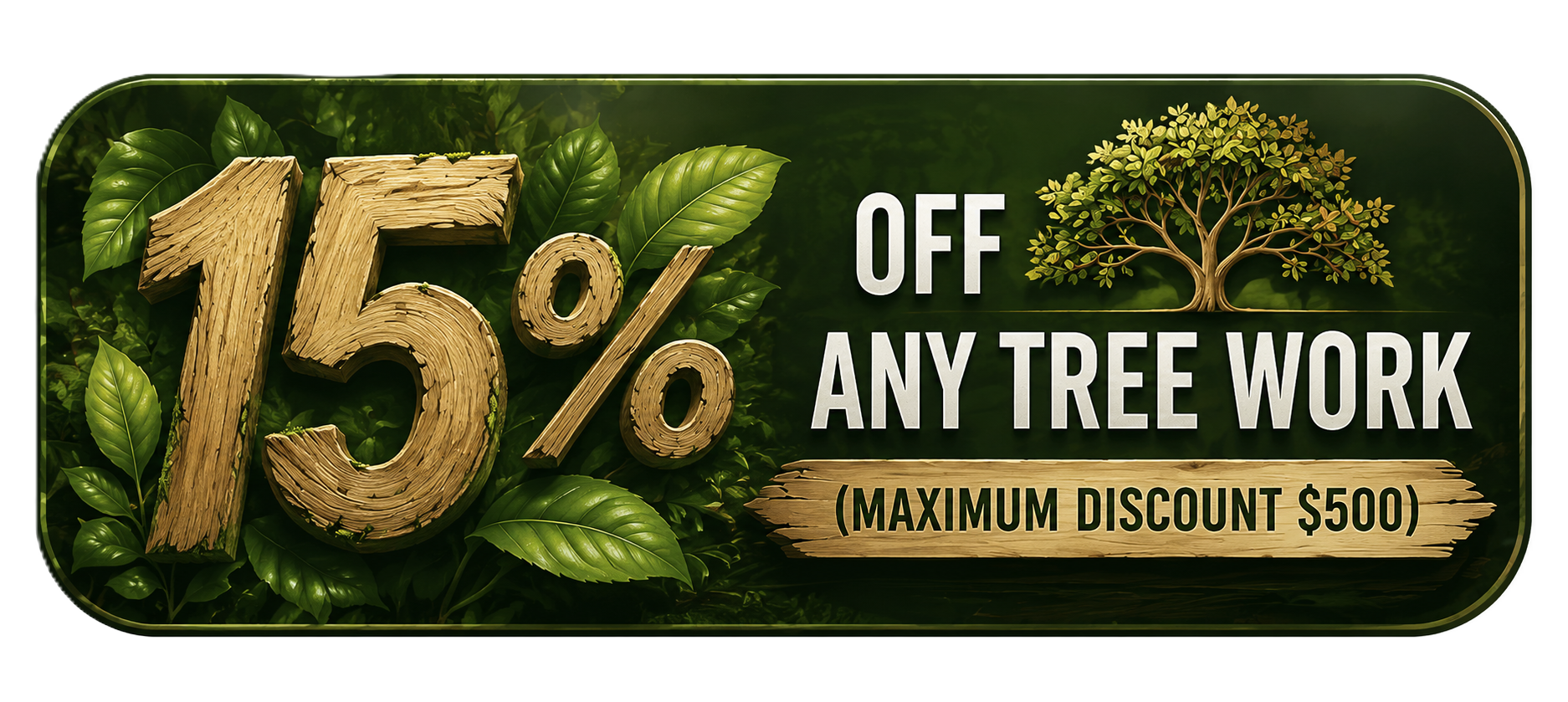 15% Discount off any tree work
