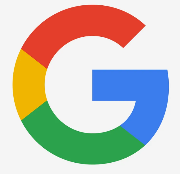 Colorful Google logo with red, yellow, green, and blue segments on a light gray background.