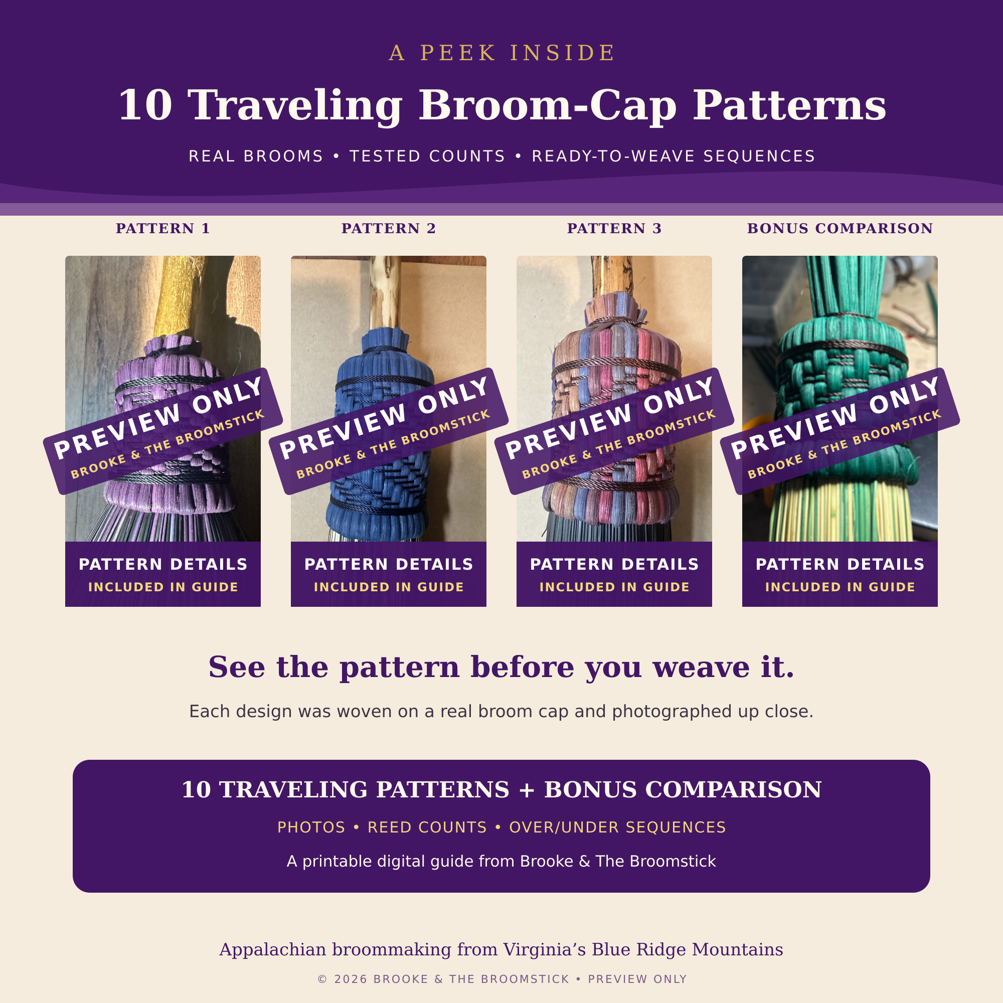 10 Traveling Broom Cap Twill Patterns
