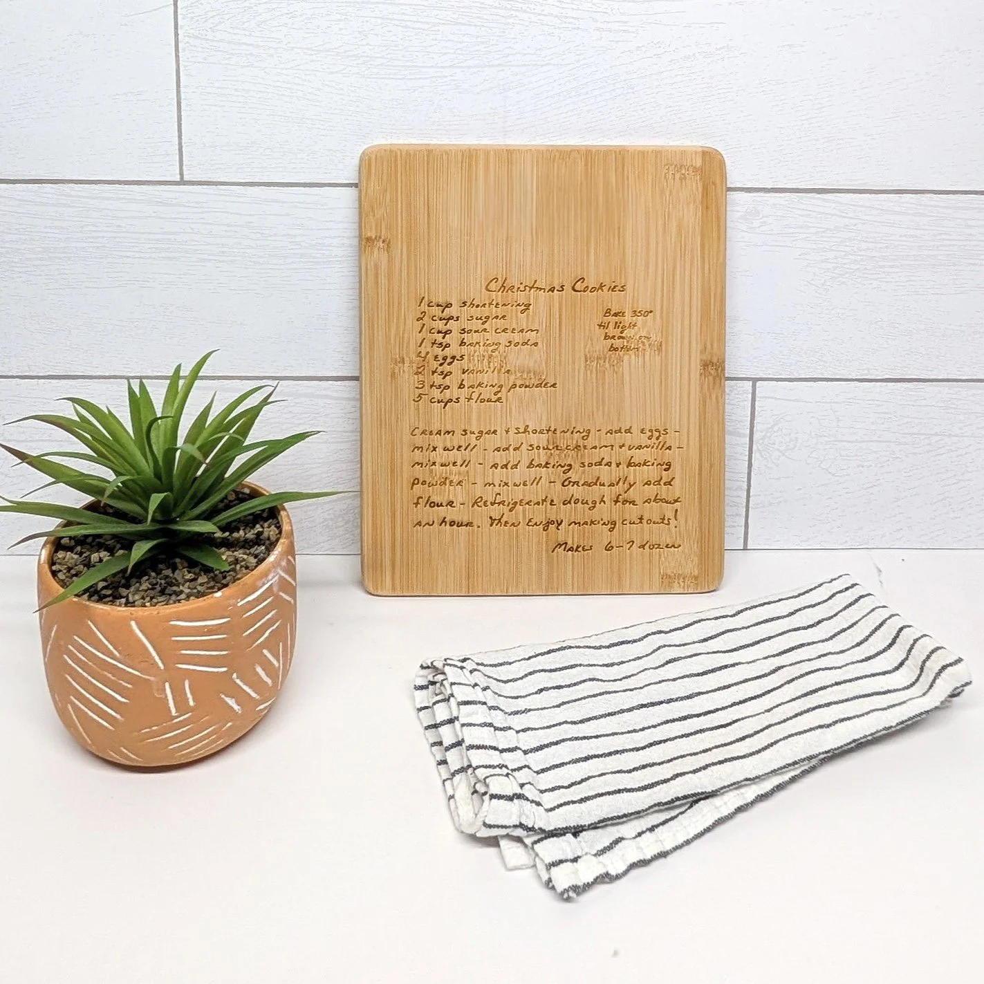 handwritten recipe cutting board