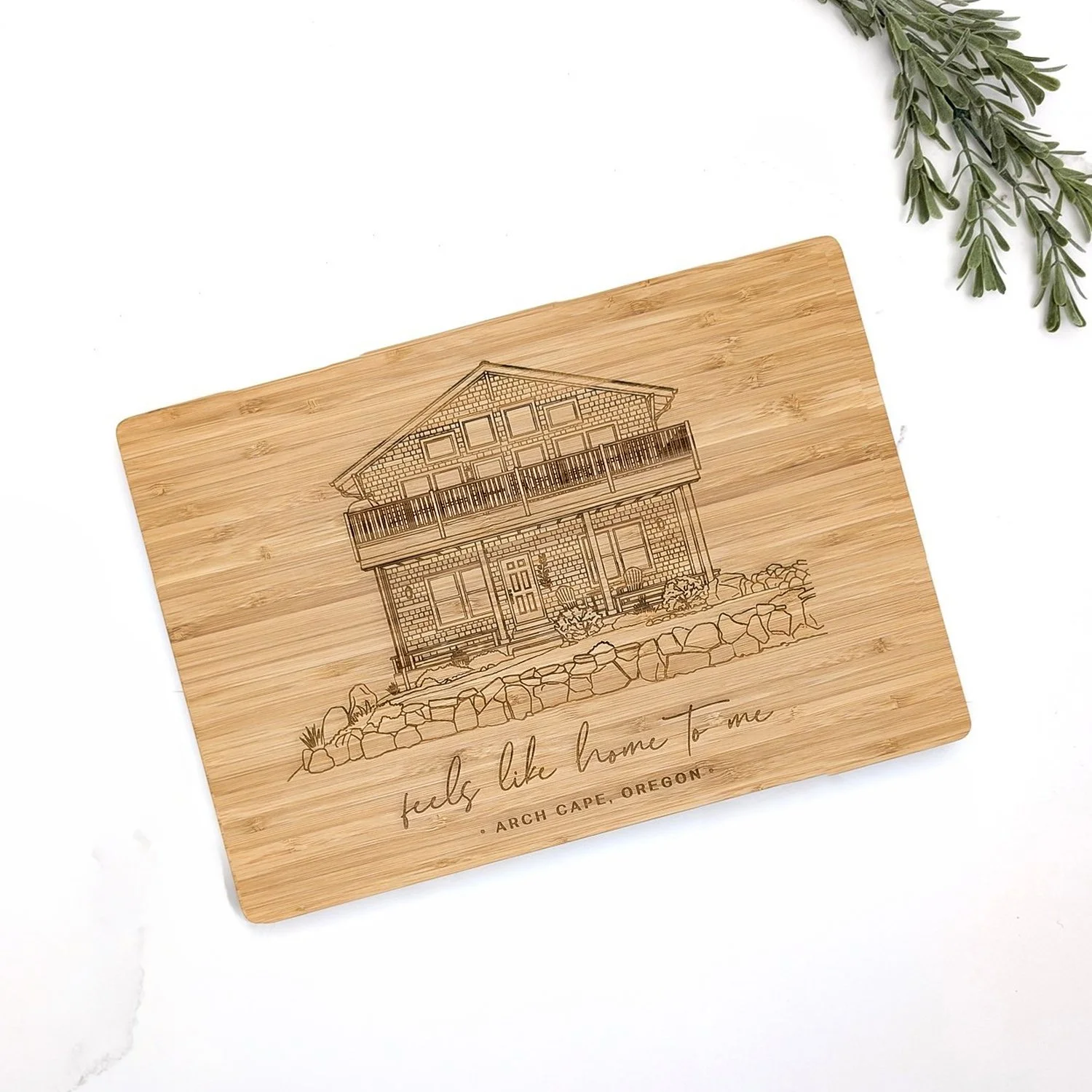 beach house portrait cutting board