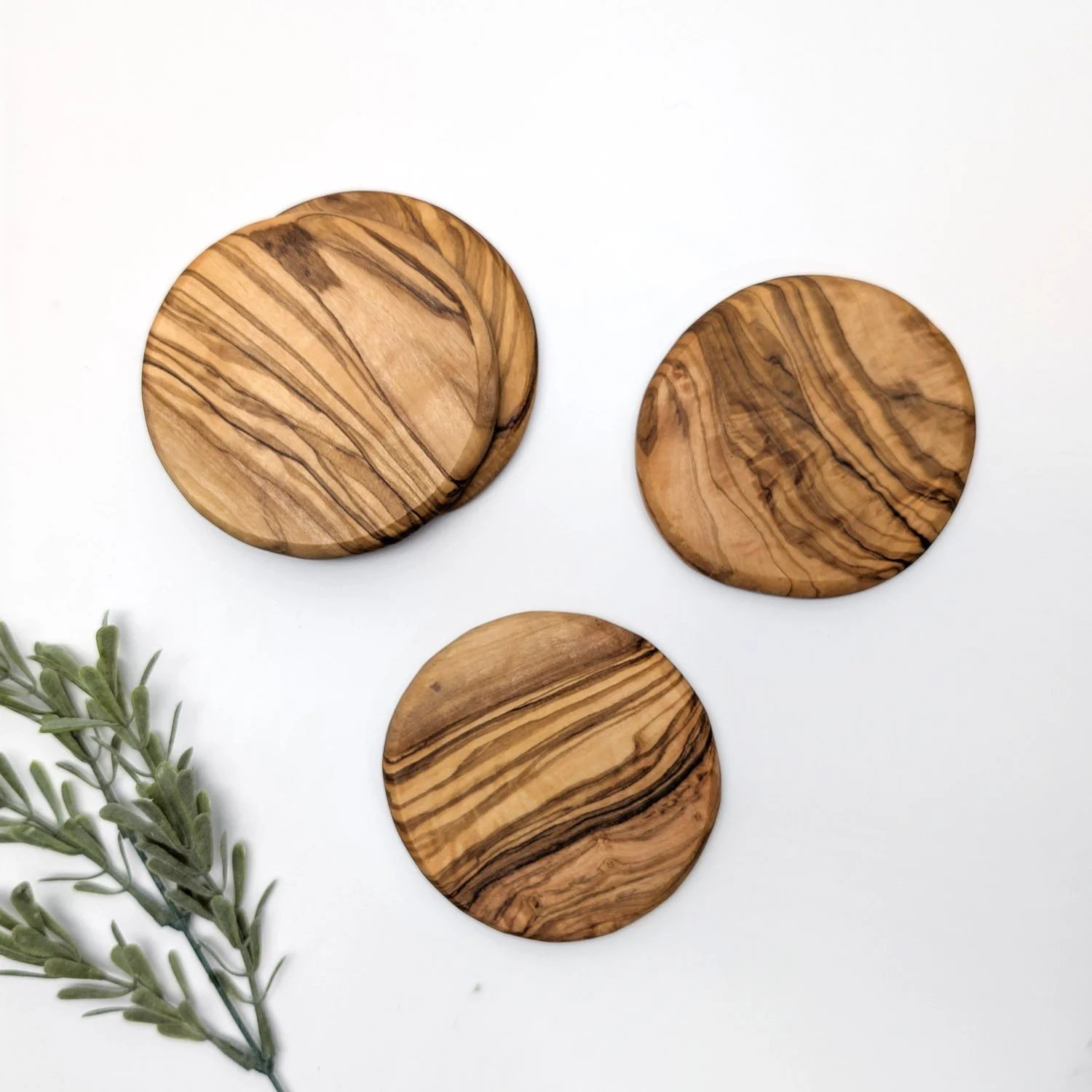 Olive Wood Coaster Set