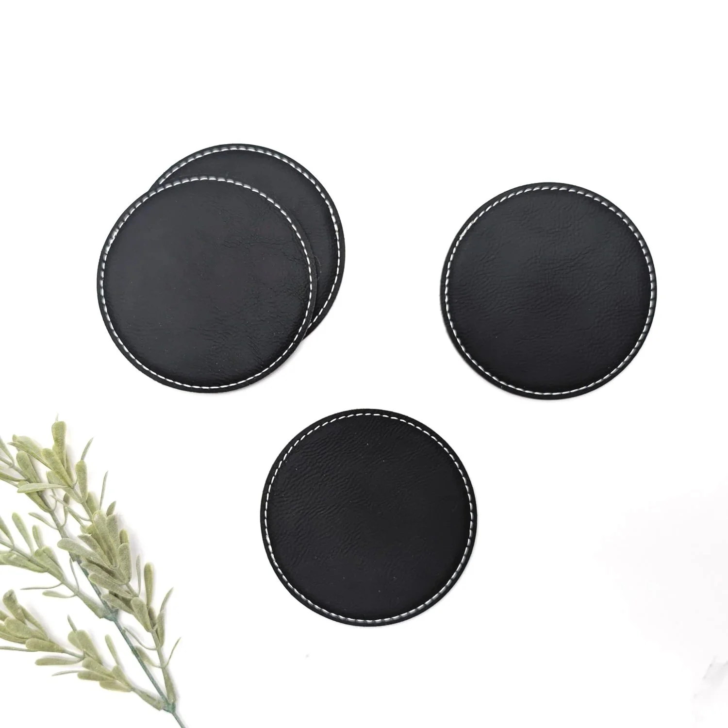 Leatherette Coaster Set