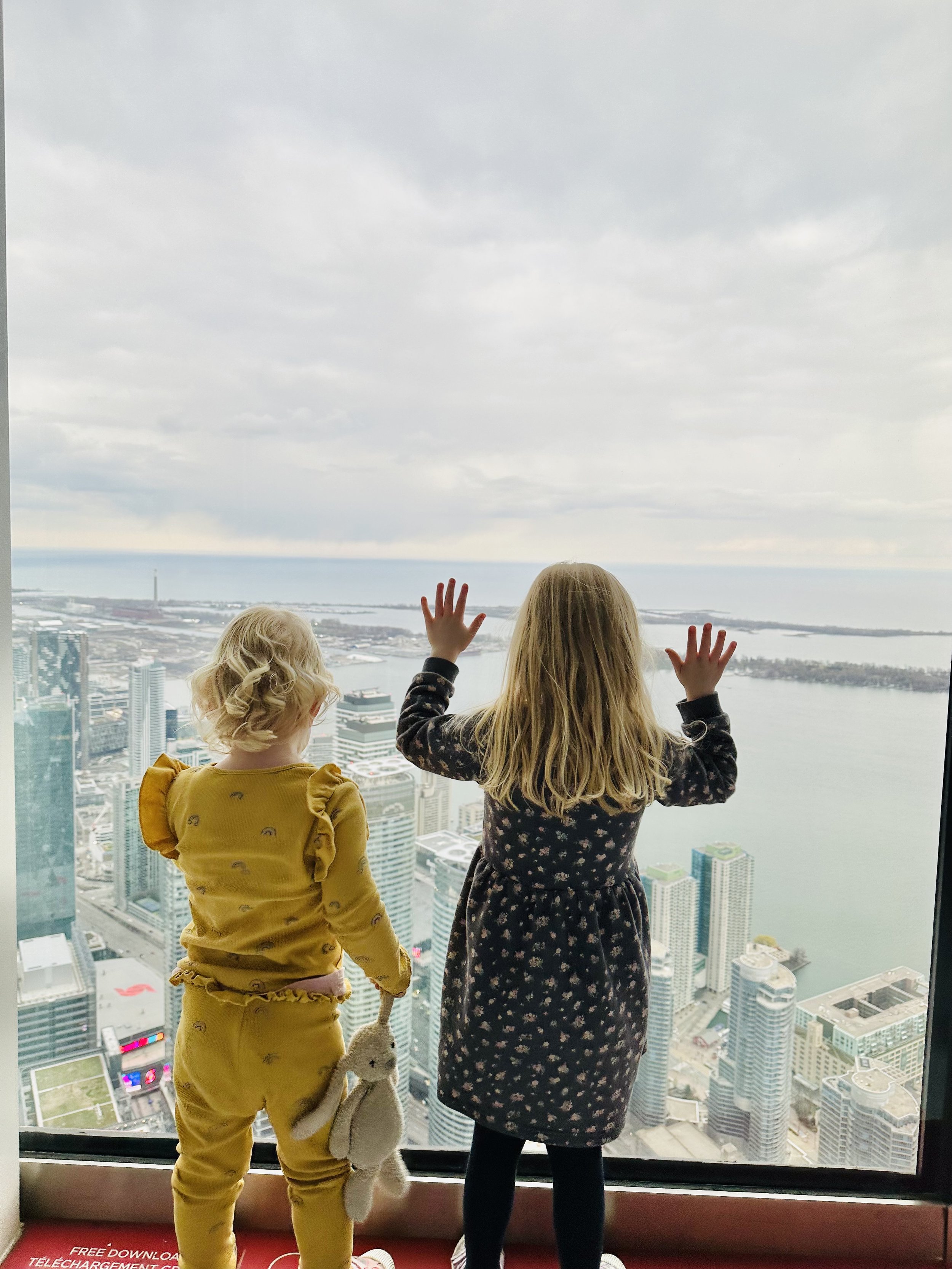 Sally Lygo’s two daughters enjoying a city view together.