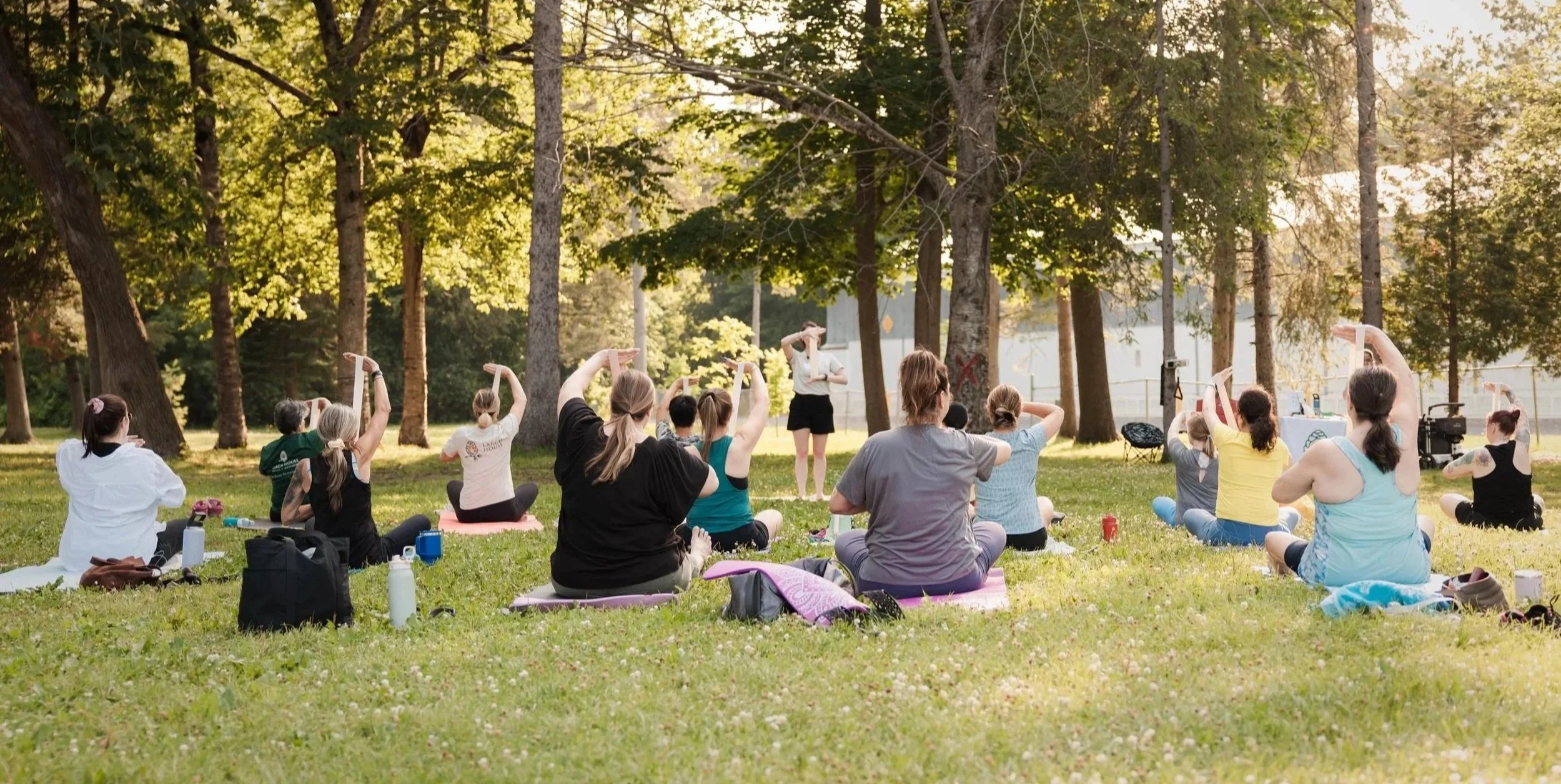 Community movement class hosted by Larch House Physio & Movement in an Ottawa park.