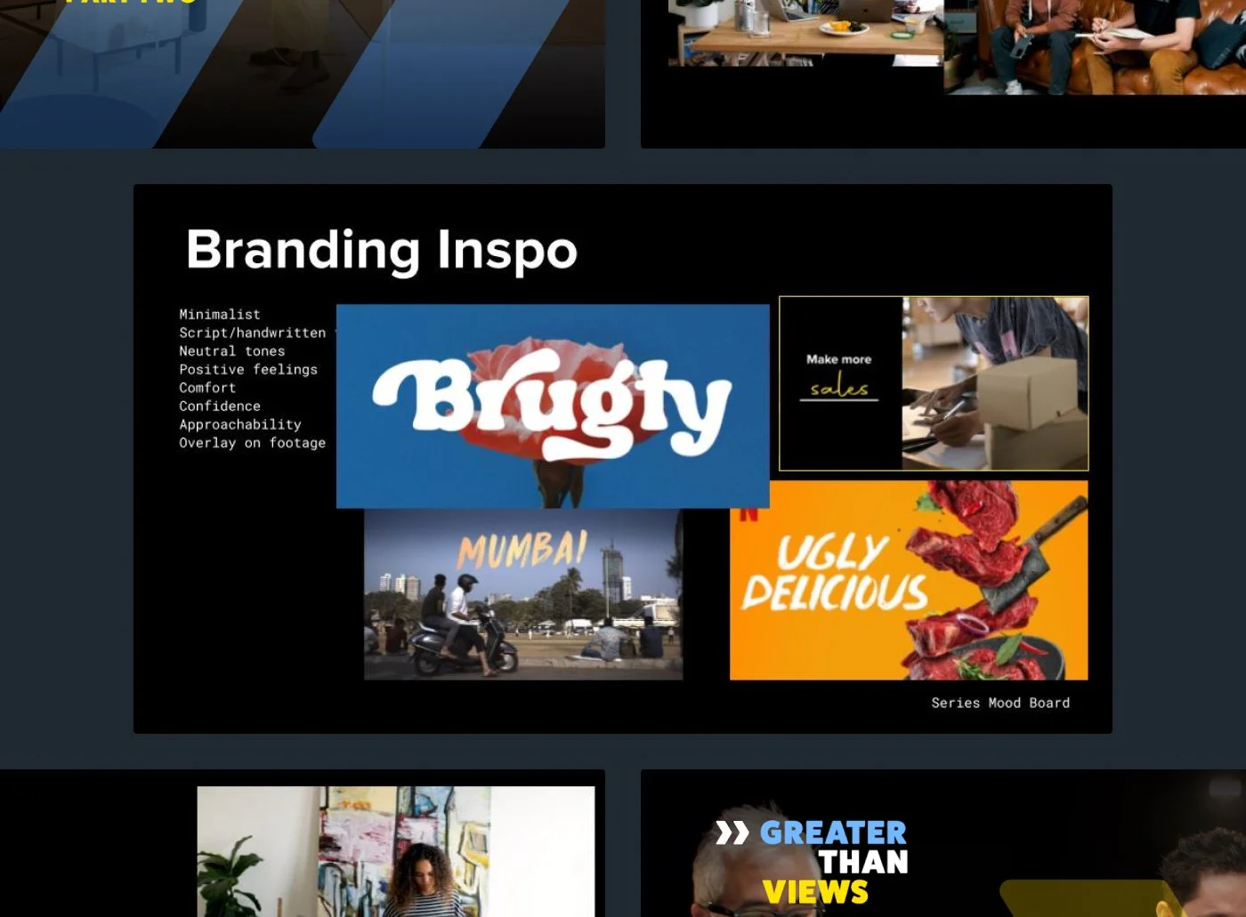 Planning slides for the original series, Greater Than Views
