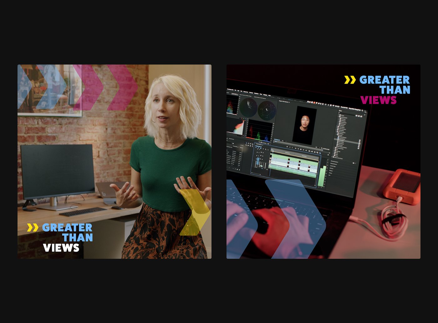Promotional graphics from the original series, Greater Than Views